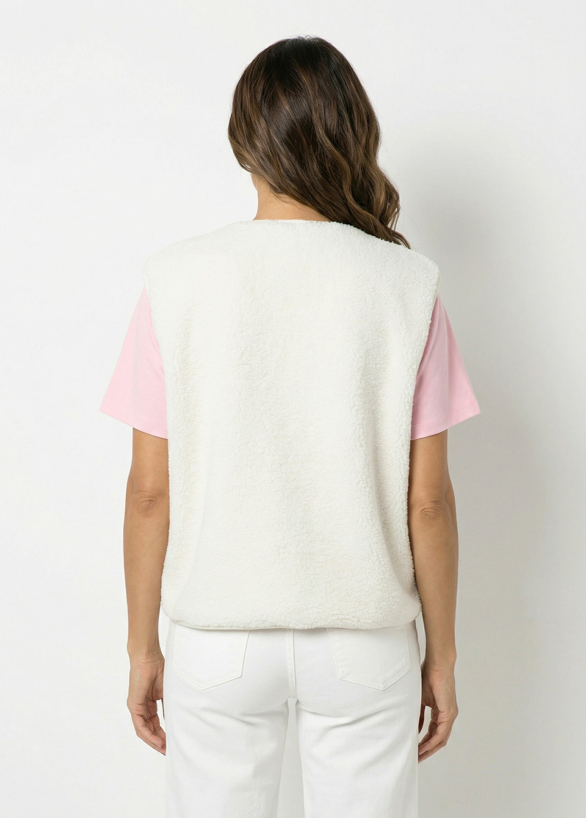 Gilet sherpa sans manches, patch Awesome