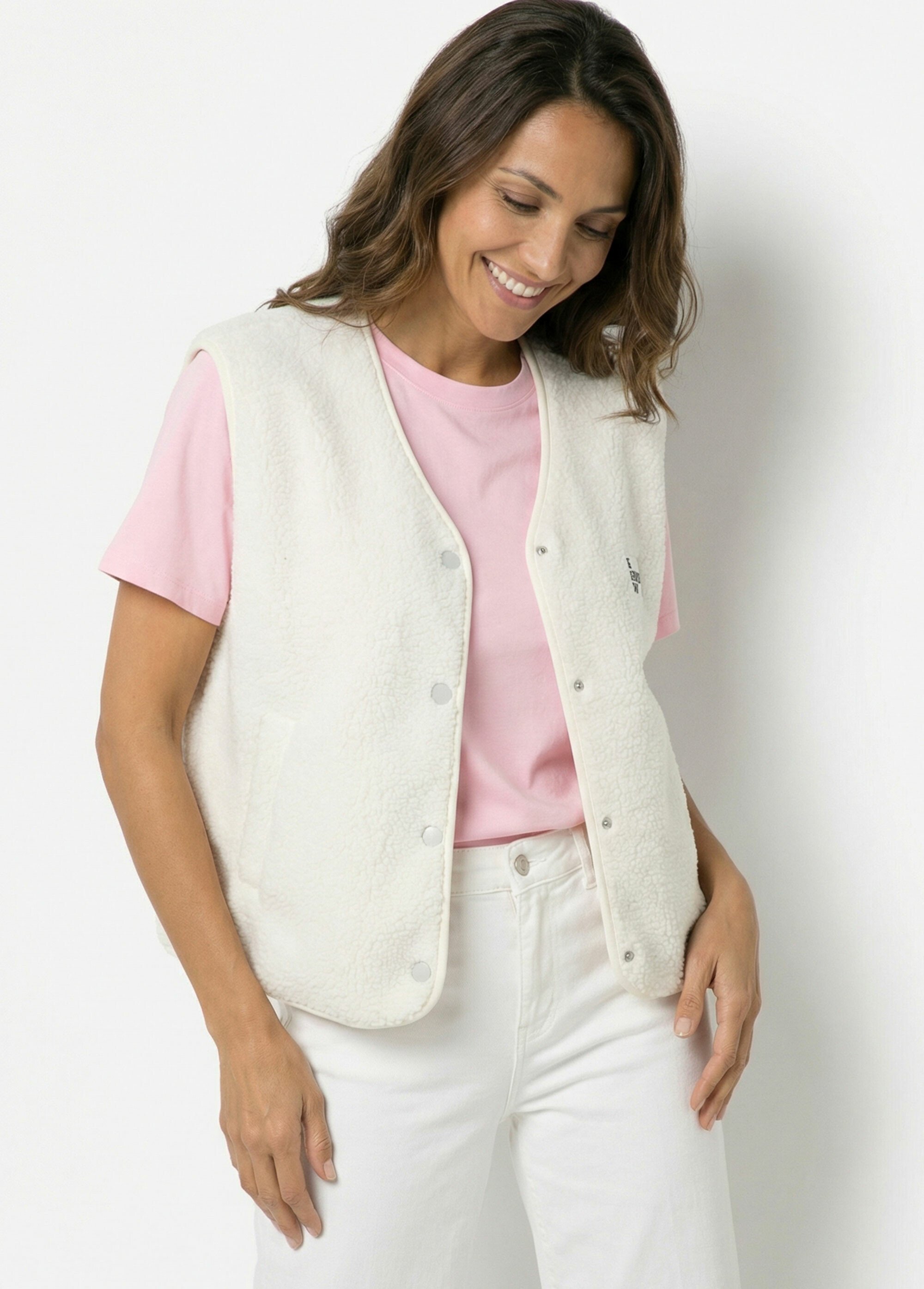 Gilet sherpa sans manches, patch Awesome