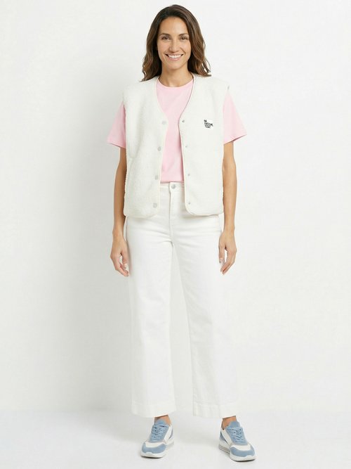 Gilet sherpa sans manches, patch Awesome Femme Beige PNL-SK32070 SF1