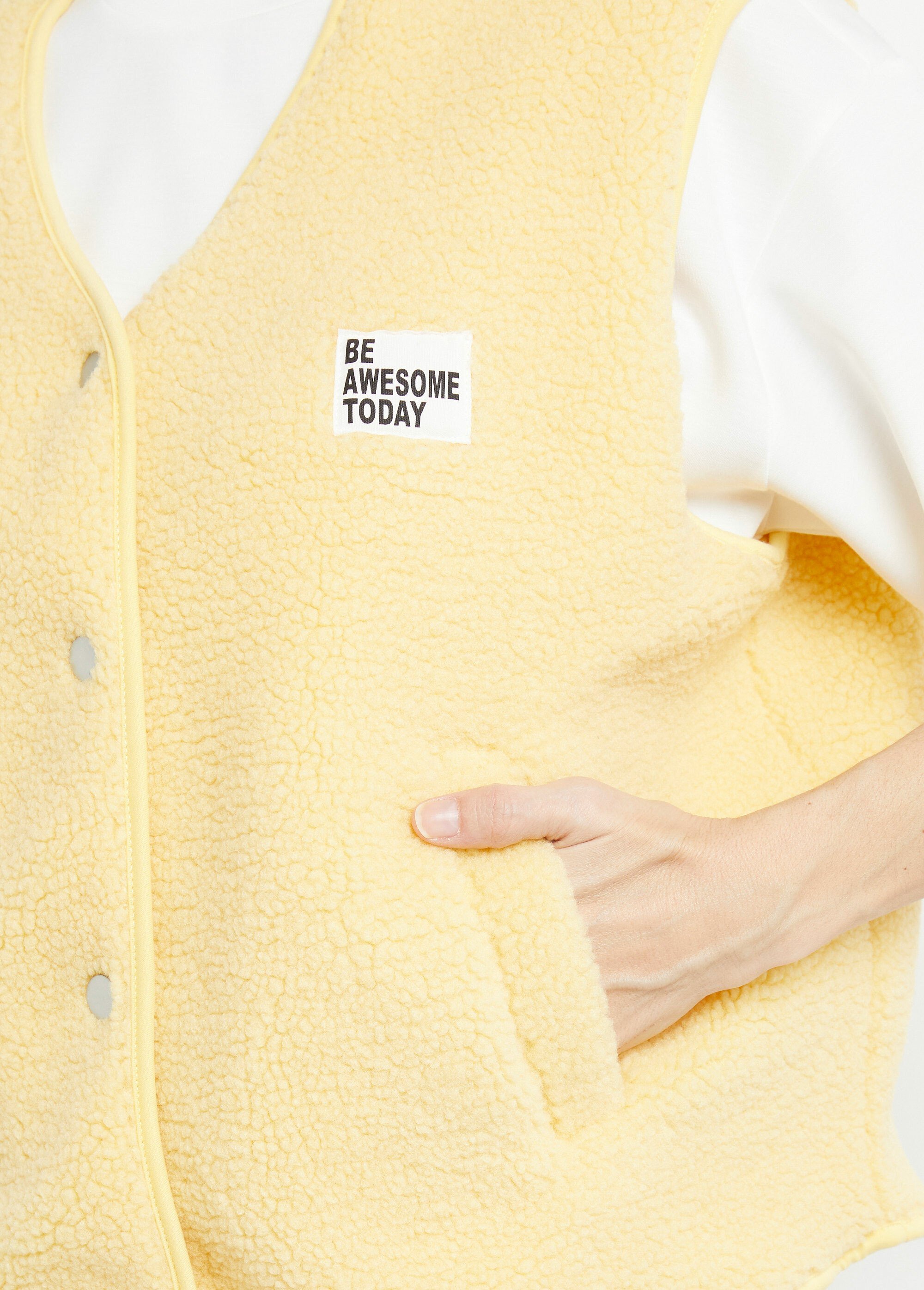 Gilet sherpa sans manches, patch Awesome