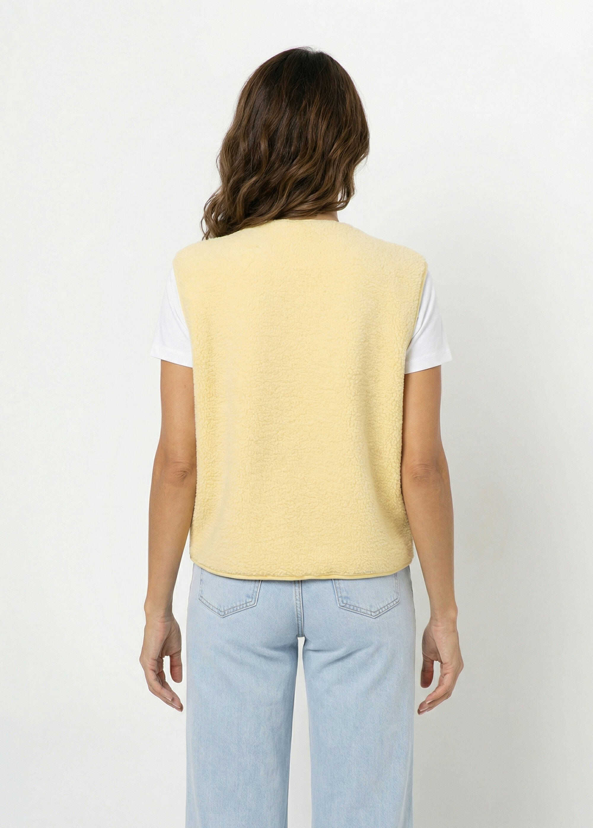 Gilet sherpa sans manches, patch Awesome