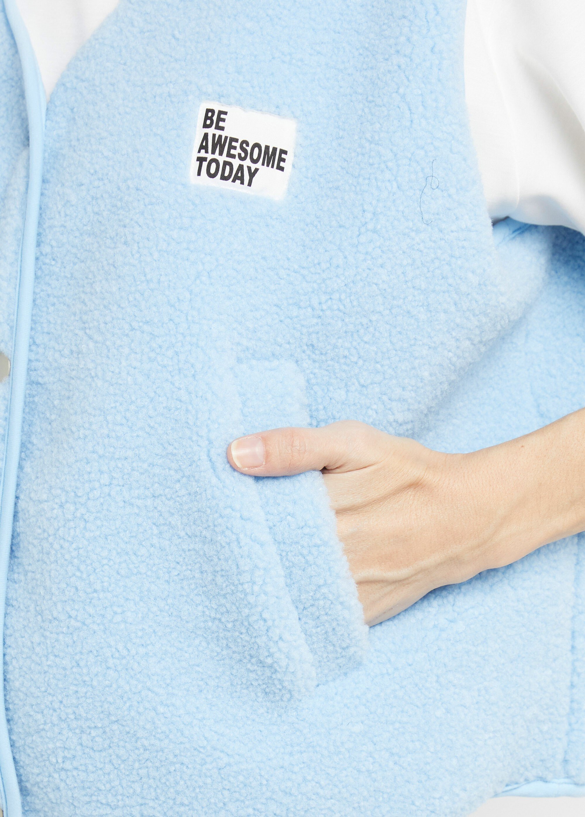 Gilet sherpa sans manches, patch Awesome Femme Bleu PNL-SK32070 DE1