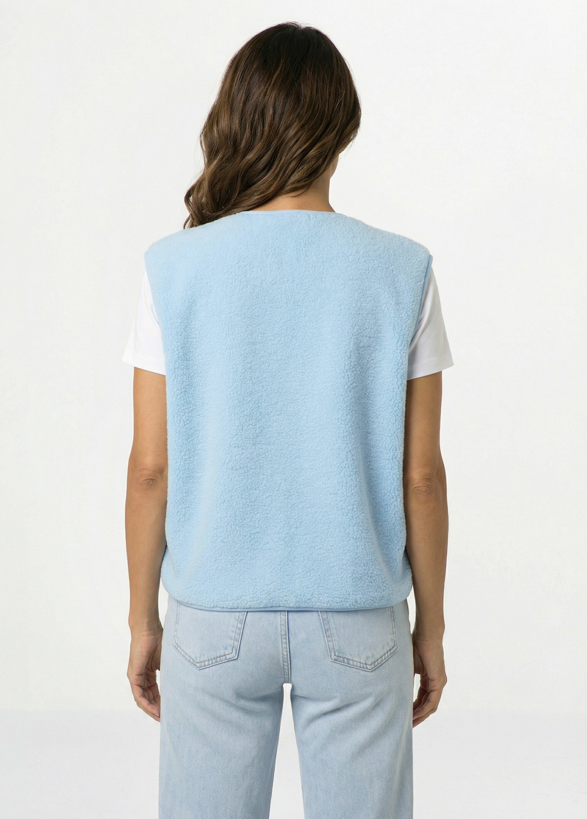 Gilet sherpa sans manches, patch Awesome