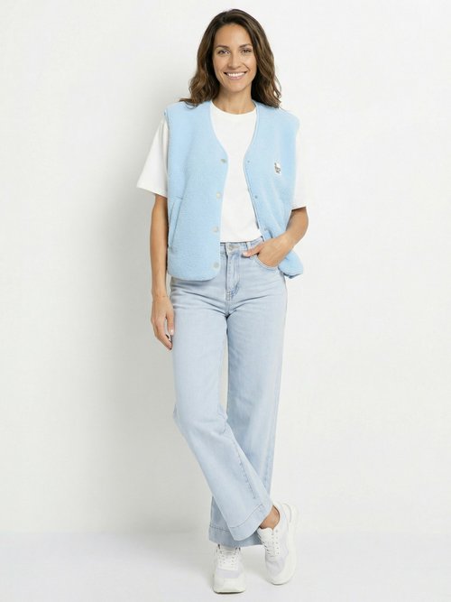 Gilet sherpa sans manches, patch Awesome Femme Bleu PNL-SK32070 SF1