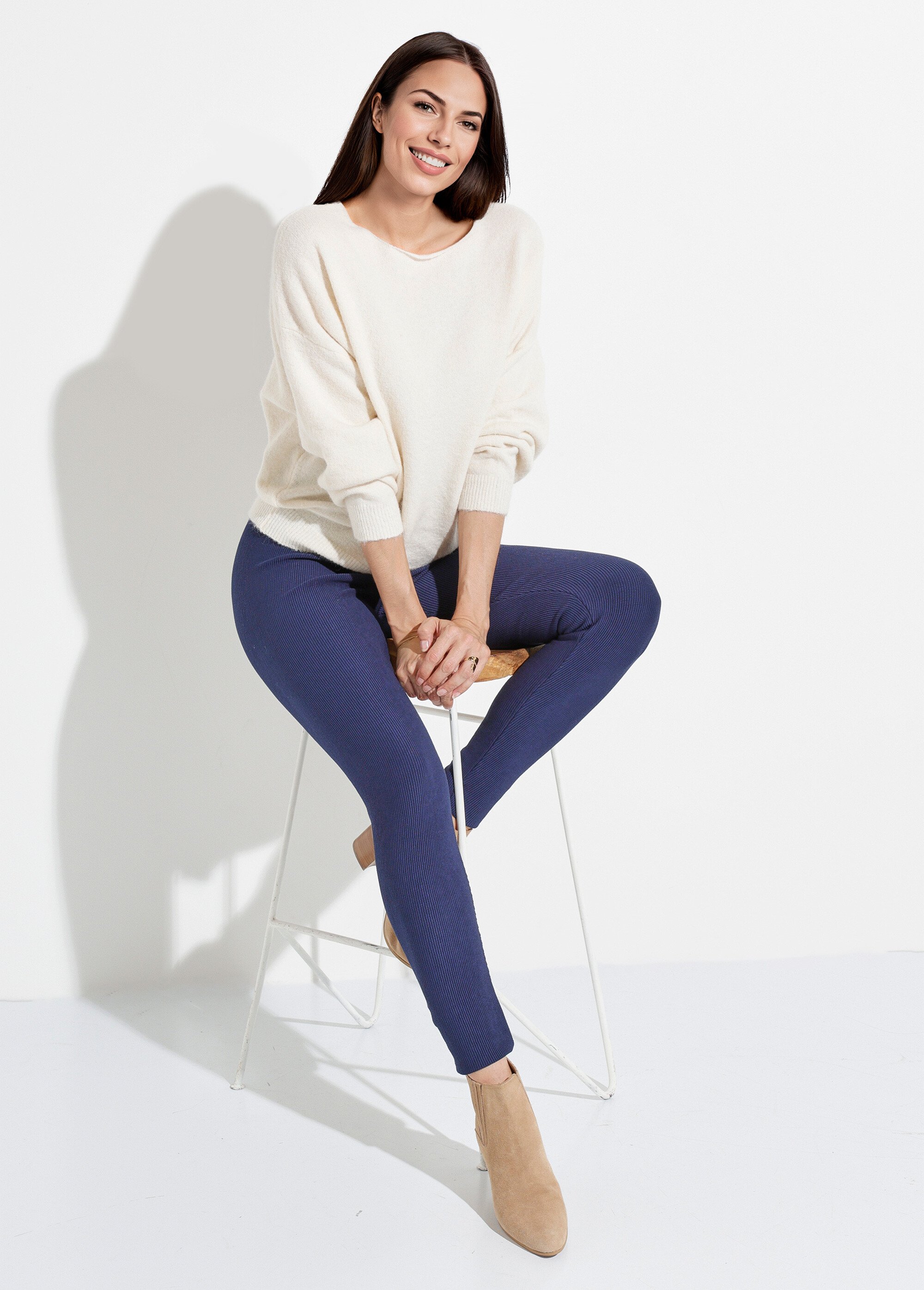 Legging côtelé taille élastiquée Femme Bleu NORRIS MV1