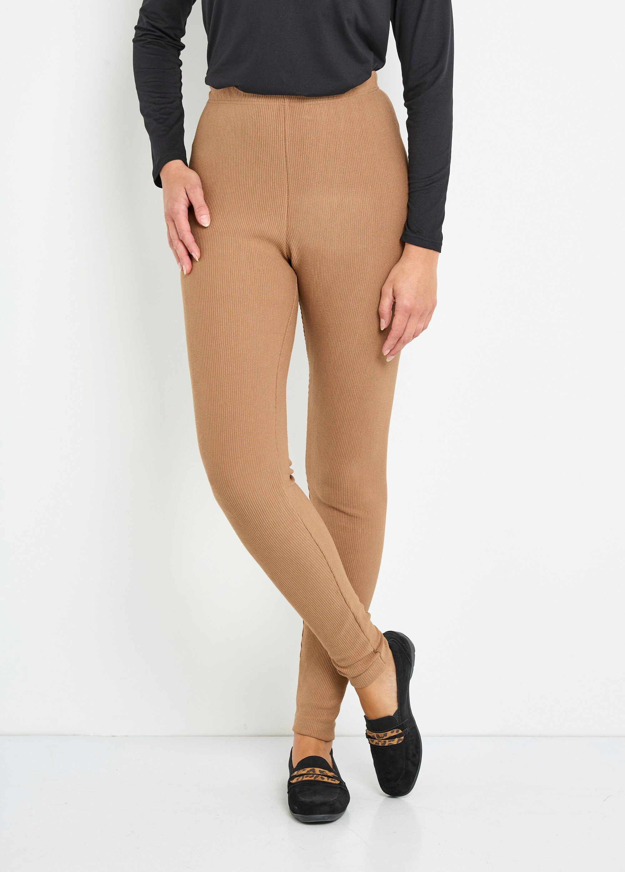 Legging côtelé taille élastiquée Femme Beige NORRIS FA1