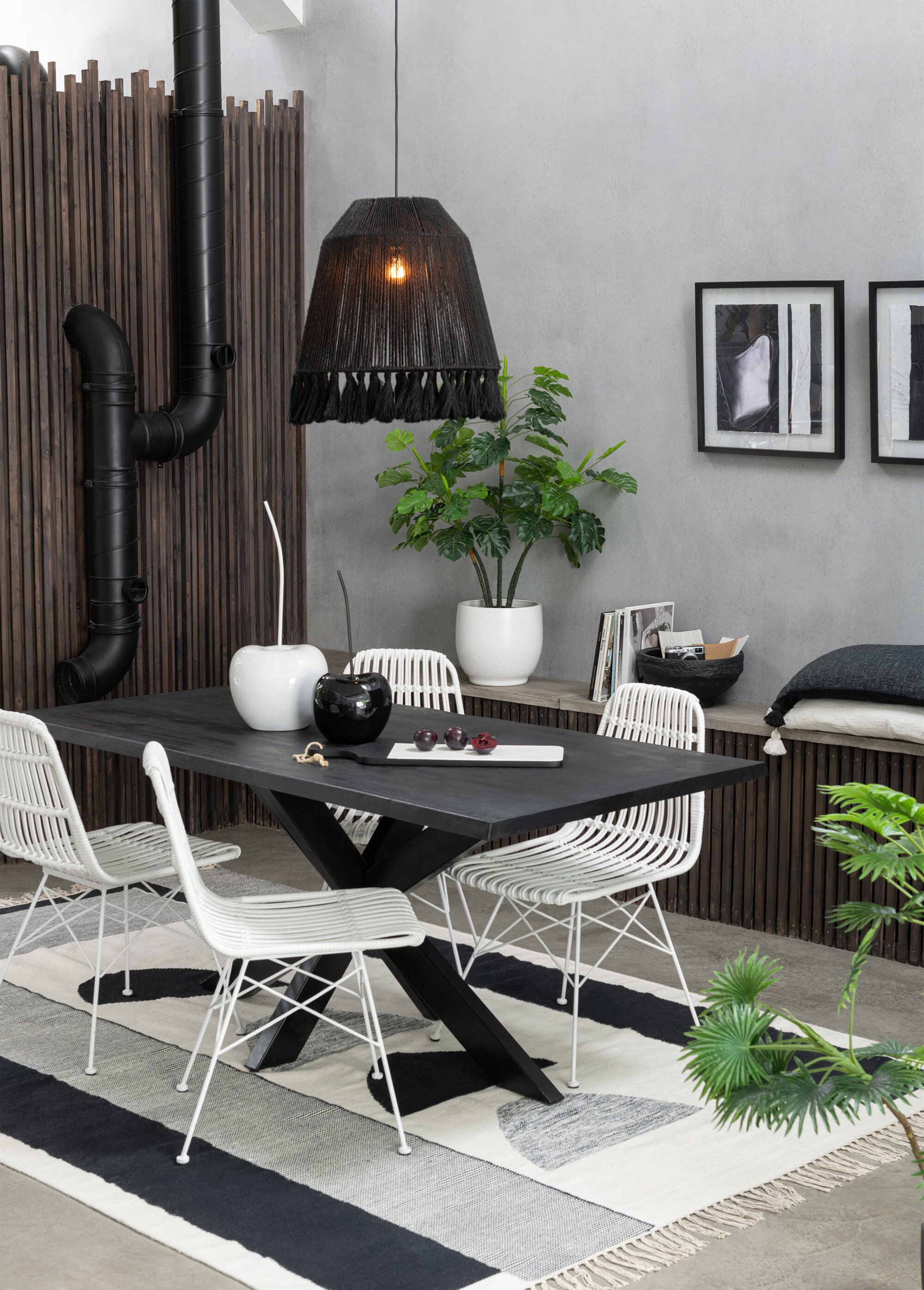 Luminaire forme abat jour, avec pompons BEIGE JP-30966 SI1