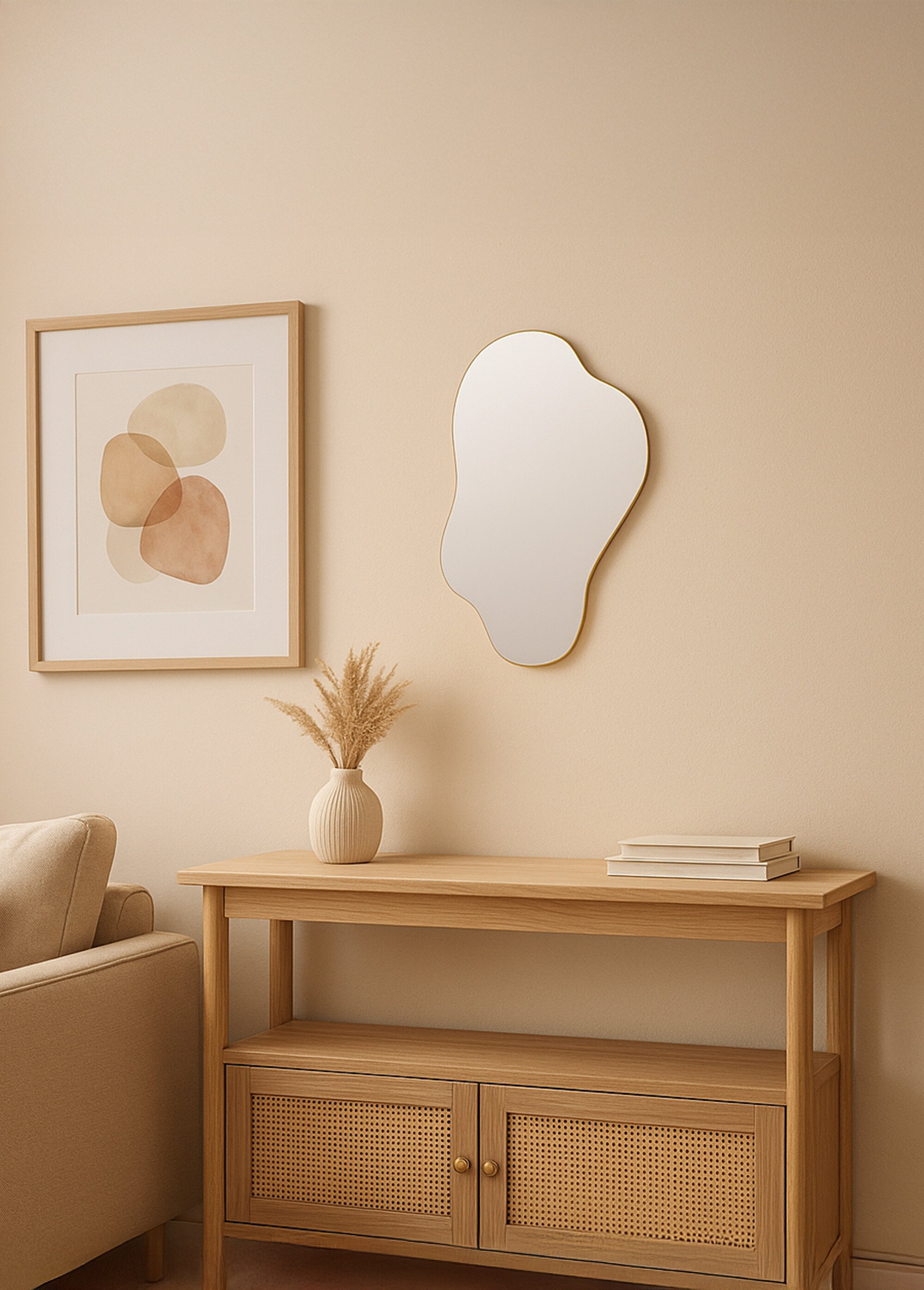 Miroir métal à poser, forme organique Doré NOR-25208 SI1