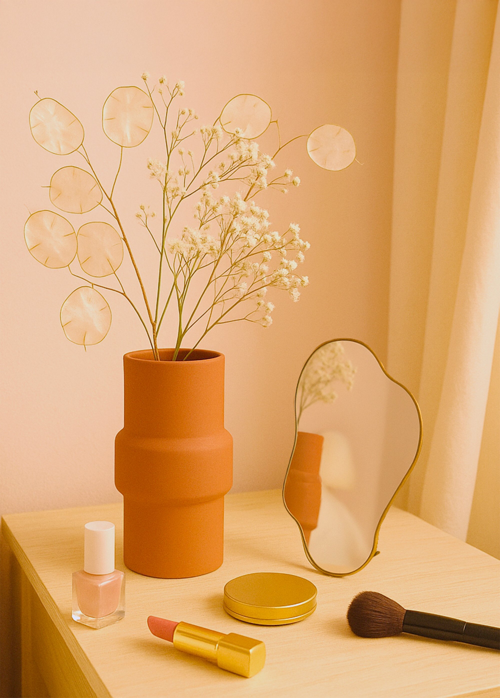 Miroir métal à poser, forme organique Doré NOR-25208 SI1