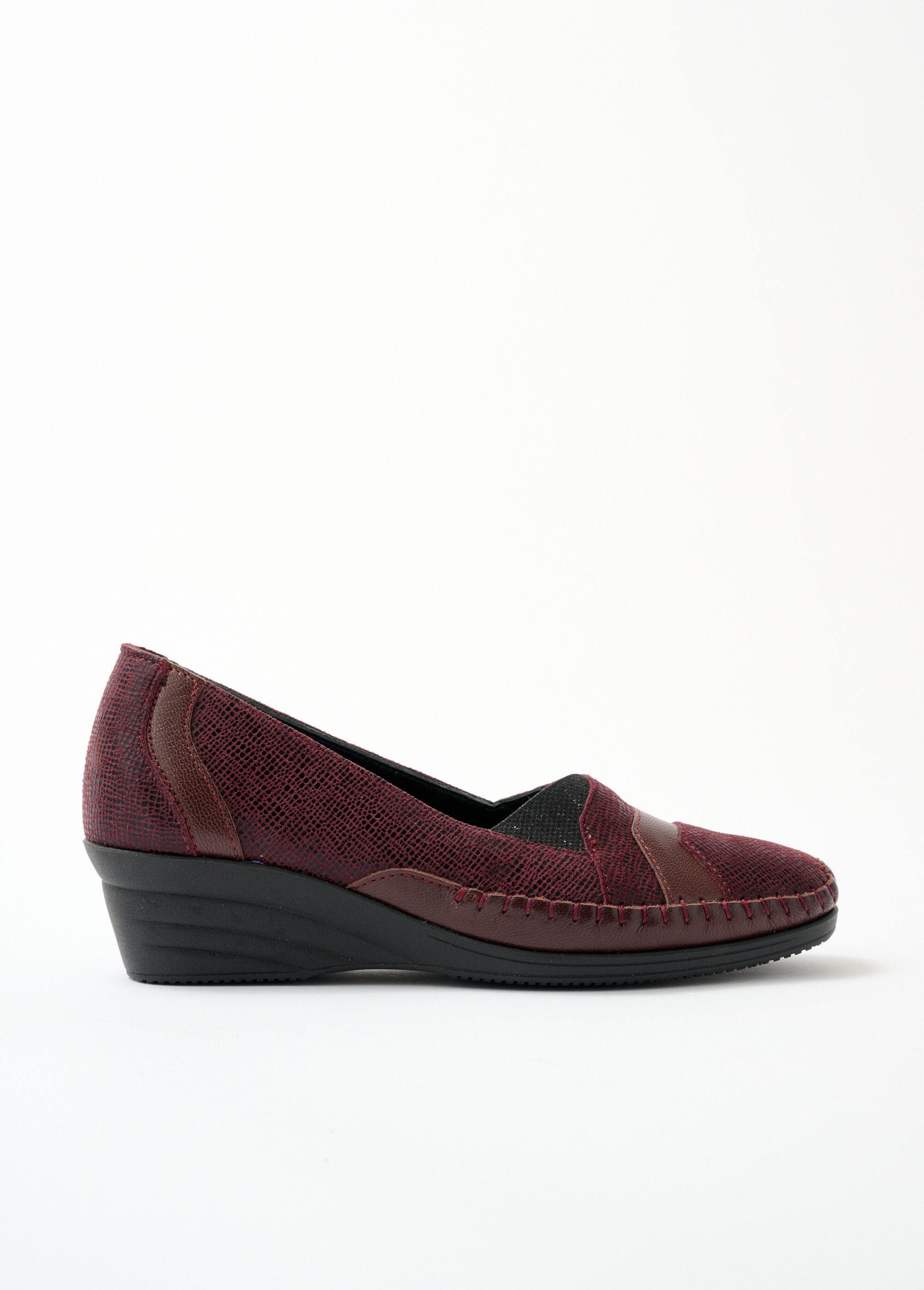 Mocassins cuir largeur confort bi-matière Femme Rouge OULE DR1