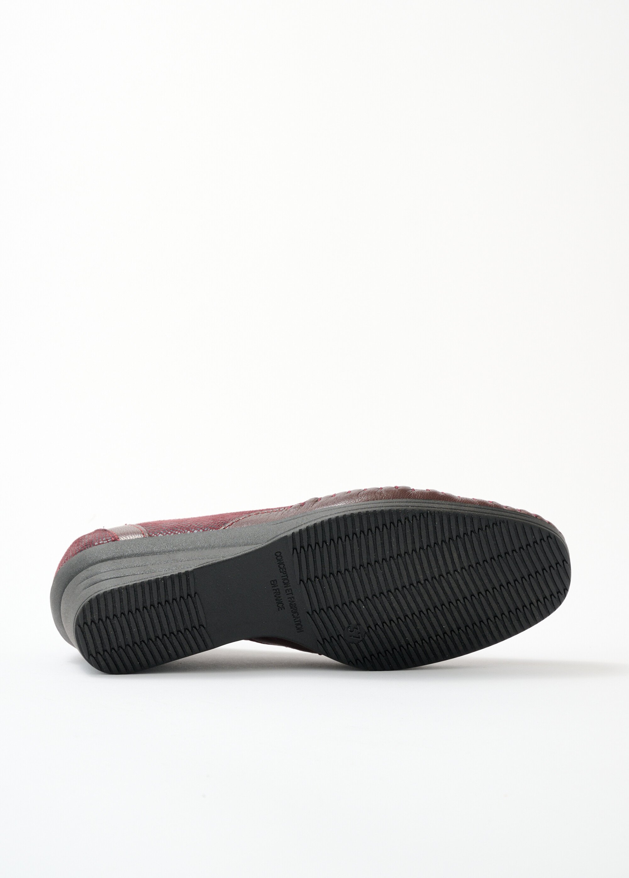 Mocassins cuir largeur confort bi-matière Femme Rouge OULE UN1