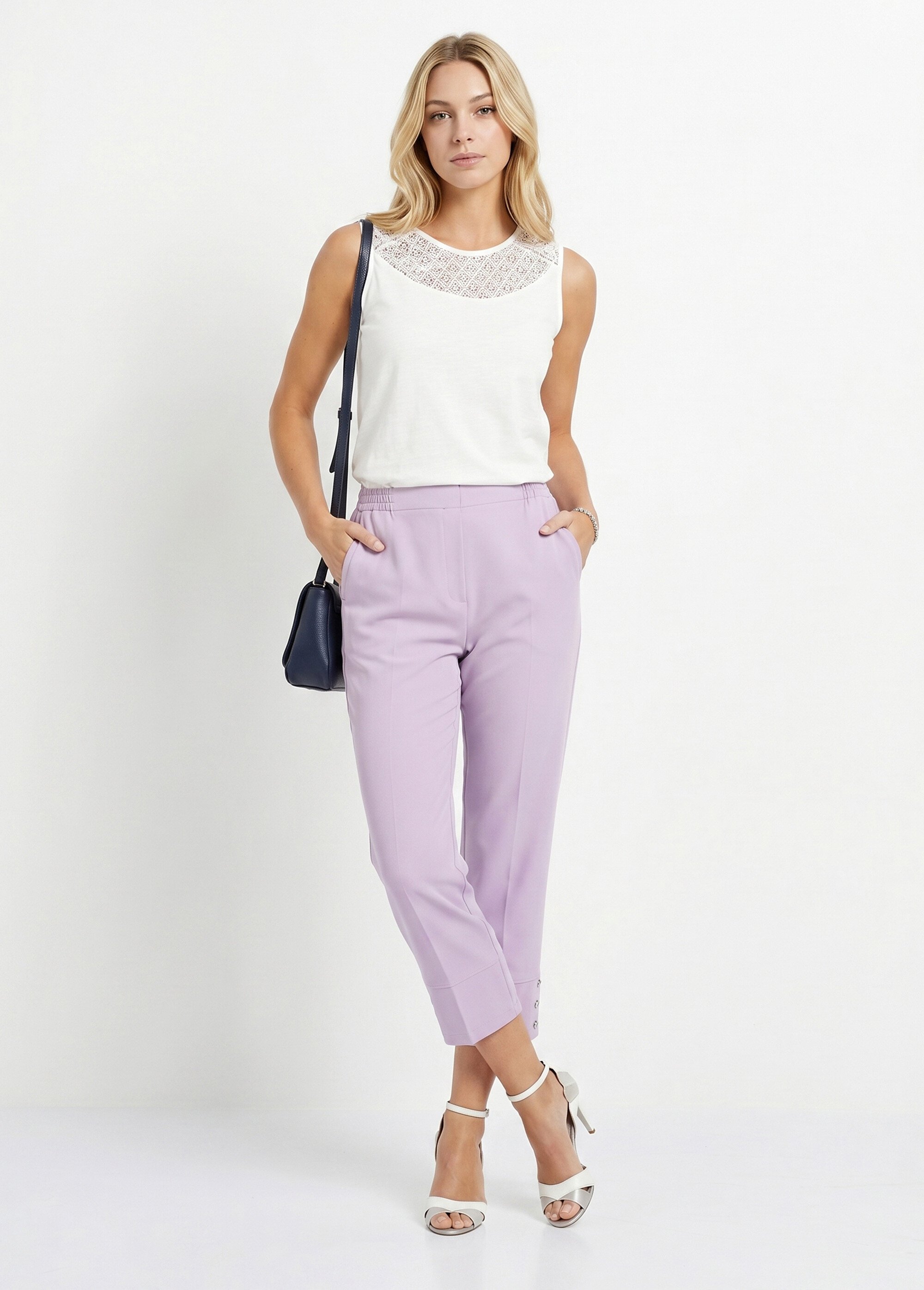 Pantacourt droit taille semi-élastiquée Femme Violet NUPTIAL SI1