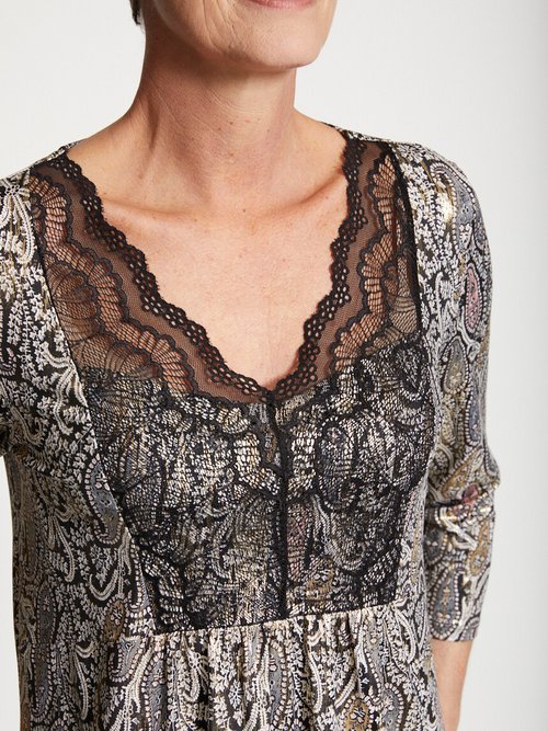 Robe imprimée empiècement dentelle Femme Noir HARDAWAY DE1