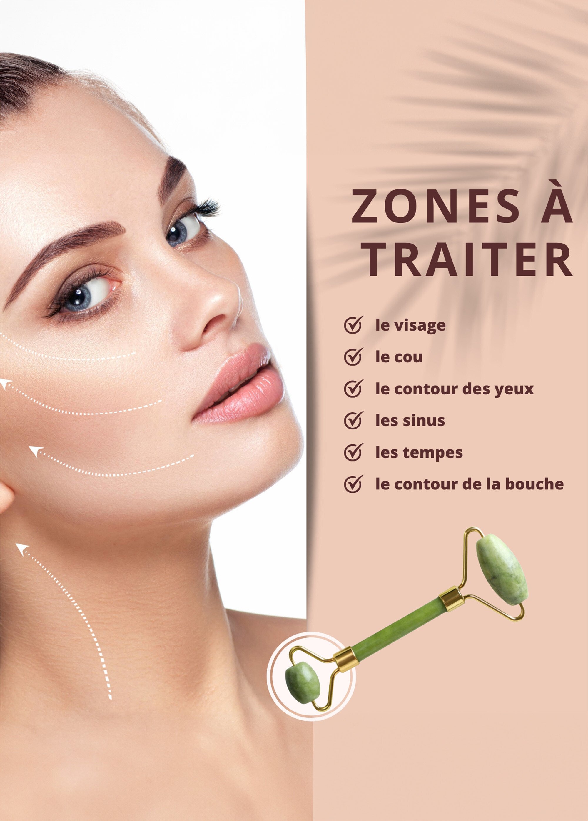 Rouleau de massage jade pierre naturelle Vert ZENROLLERJADE DE3