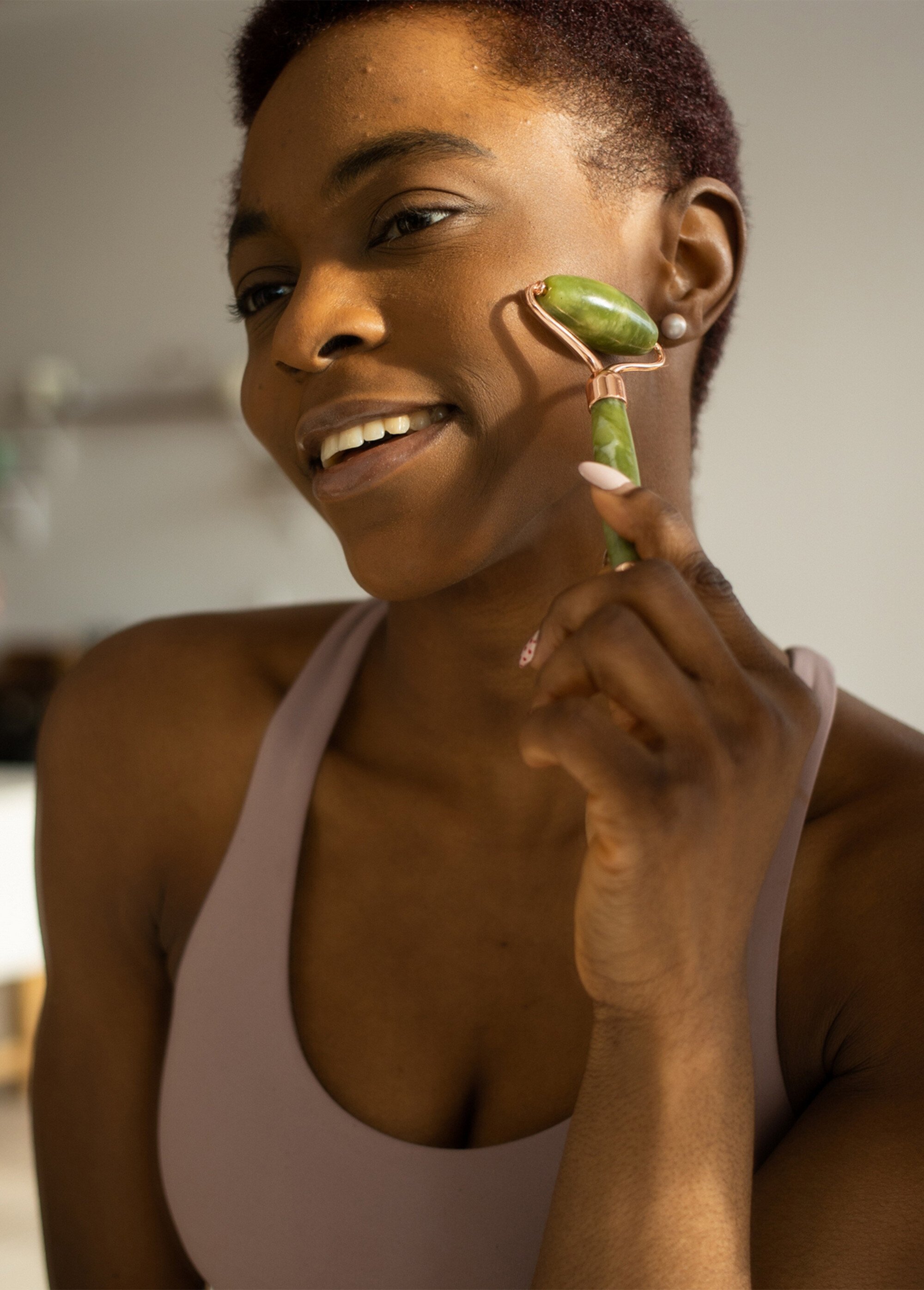 Rouleau de massage jade pierre naturelle Vert ZENROLLERJADE FA2