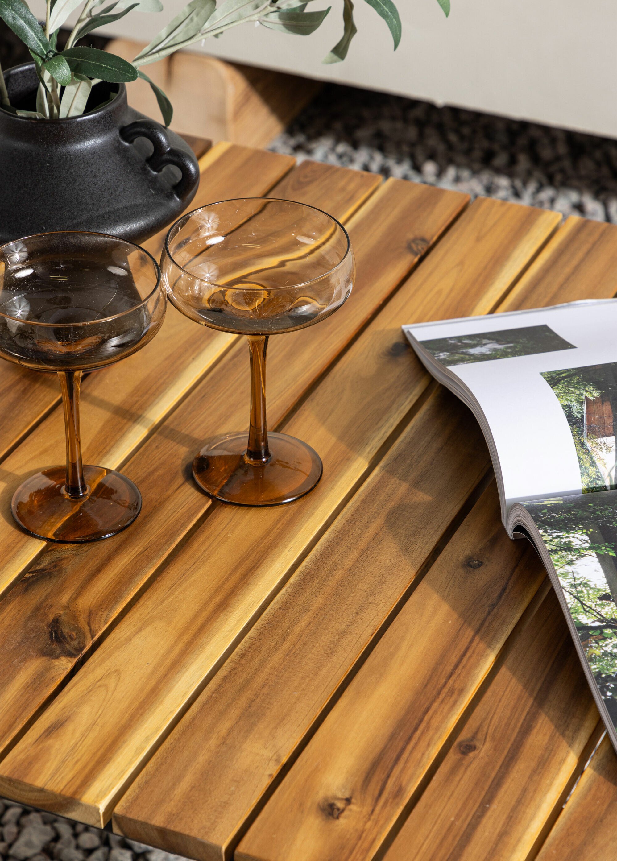 Table basse outdoor acier et bois acacia