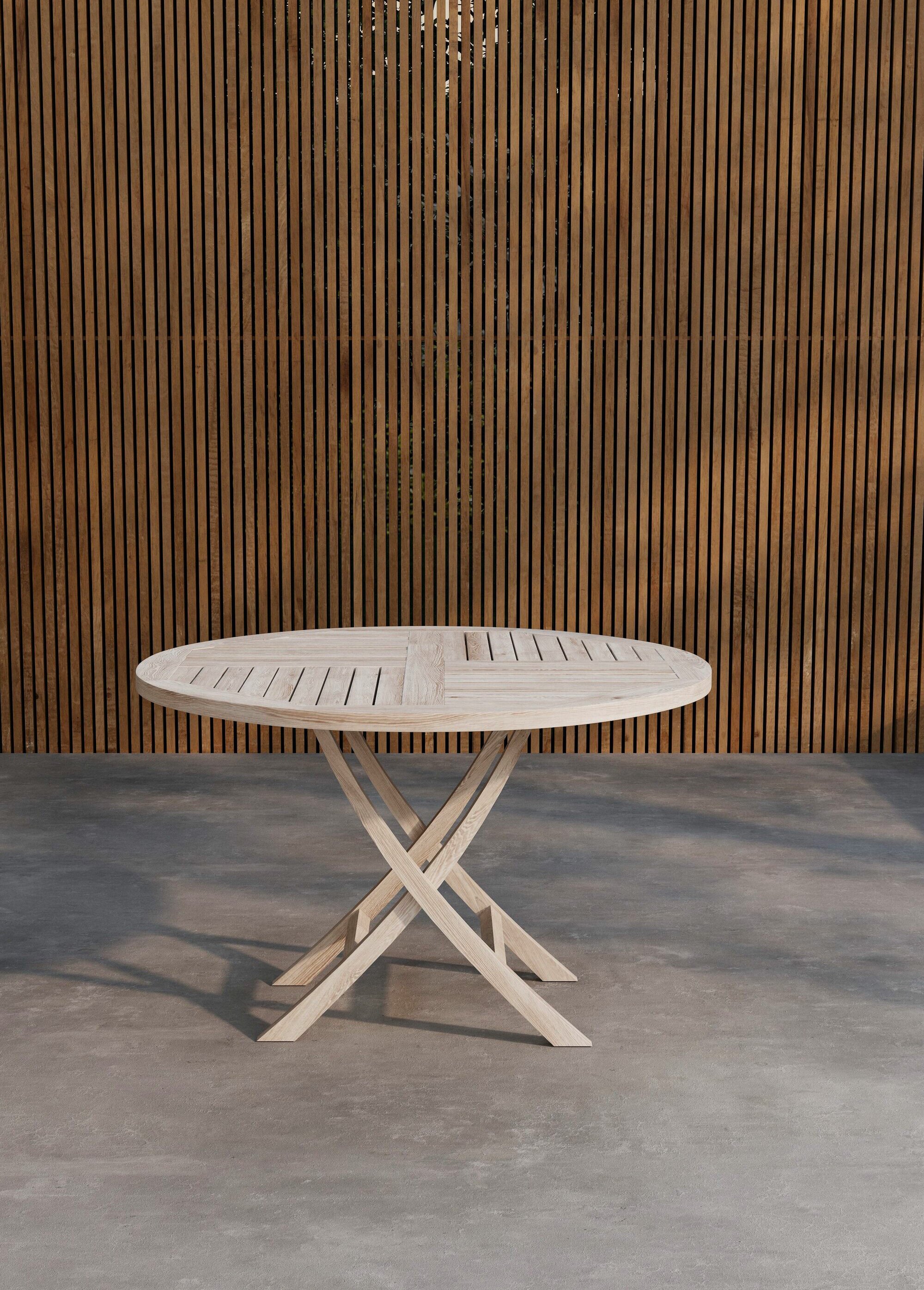 Table de jardin ronde teck, diam 120cm BLANC VEN-9520-100 SI1