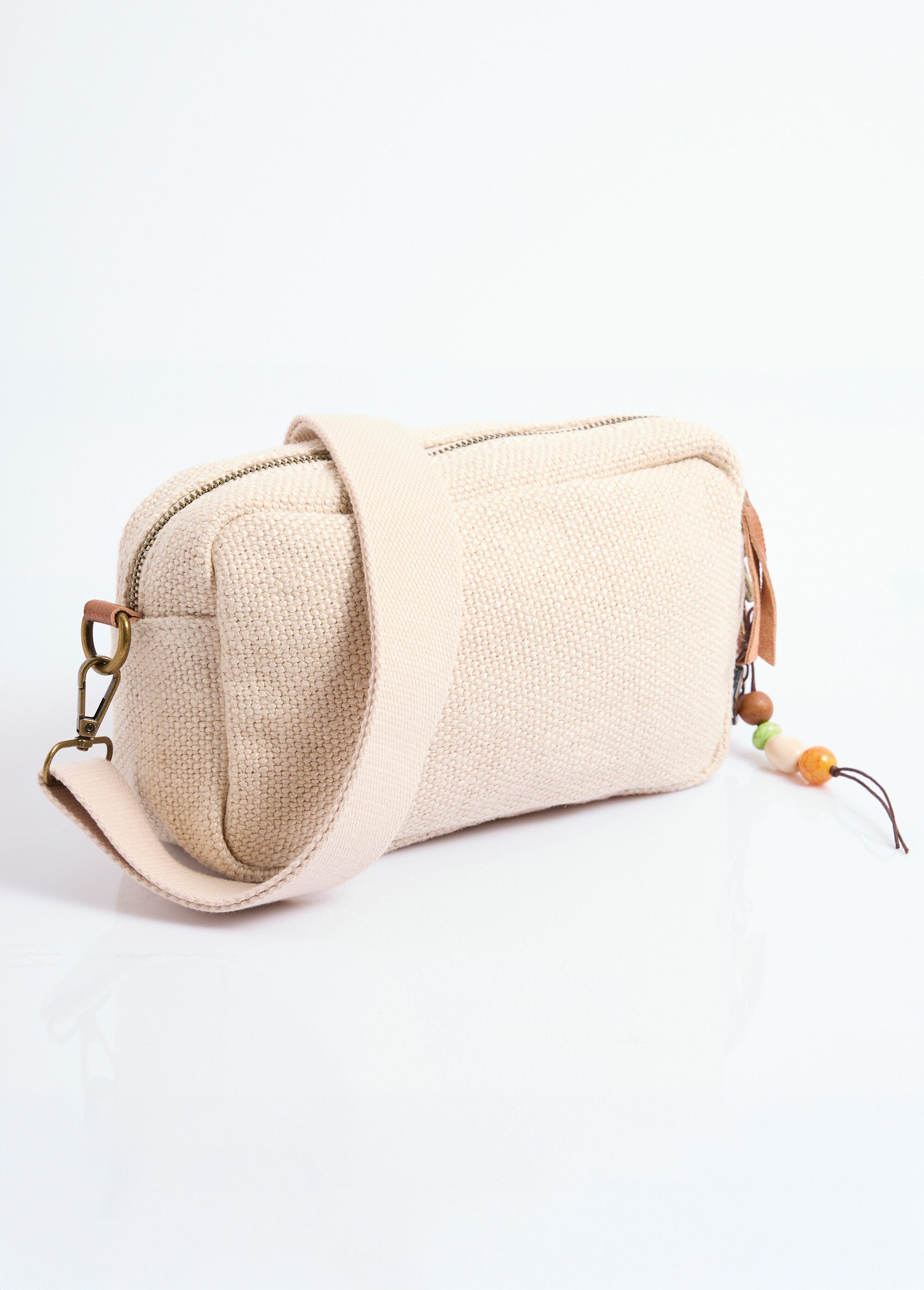 Sac rectangle en jute + détails cuir Femme Beige DOD1093S26019 DE1