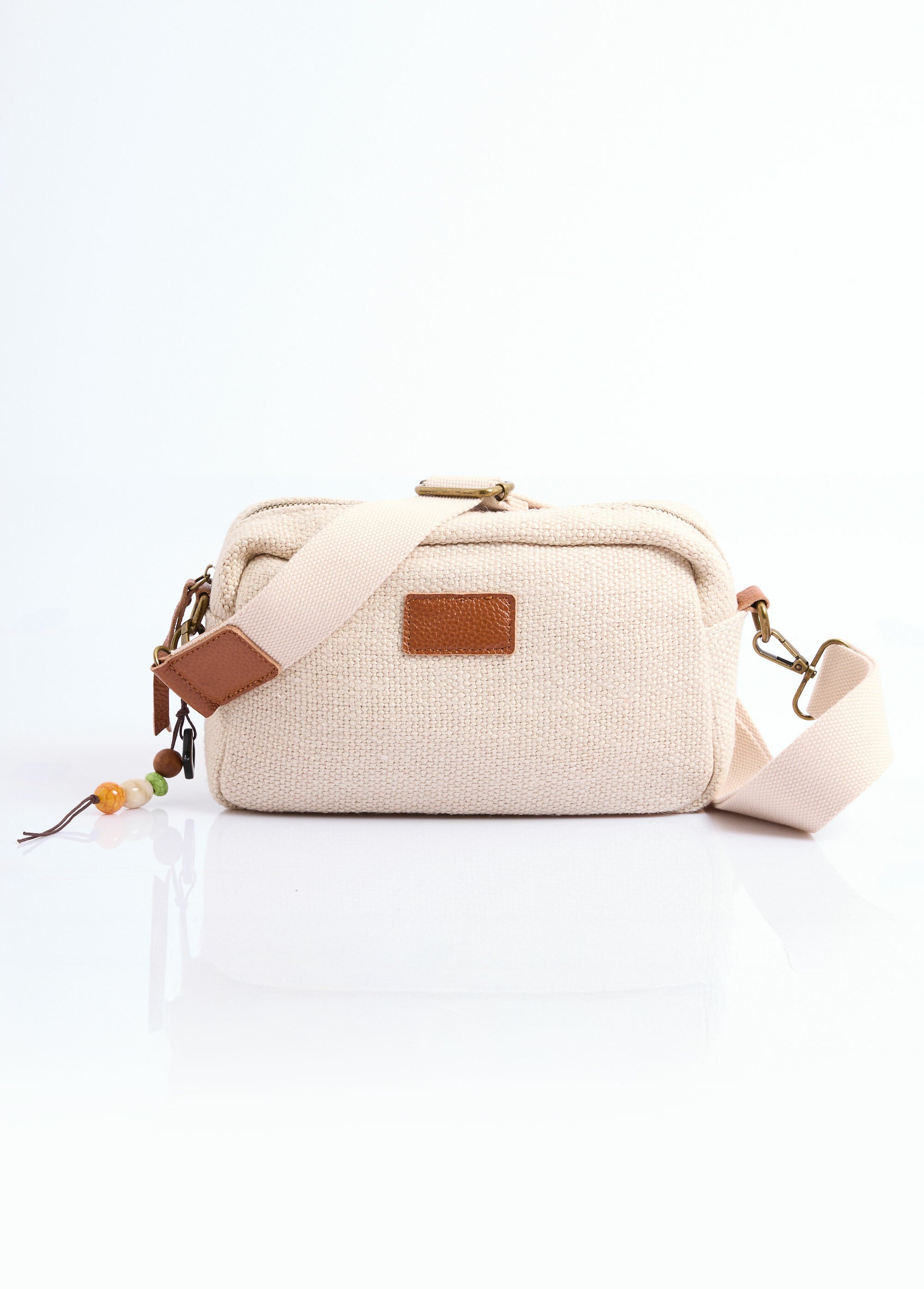 Sac rectangle en jute + détails cuir