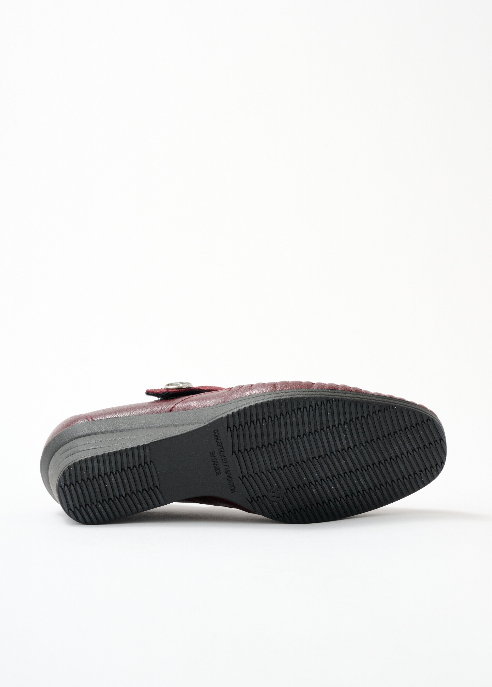Ballerines largeur confort cuir scratchées Femme Rouge OSMO UN1