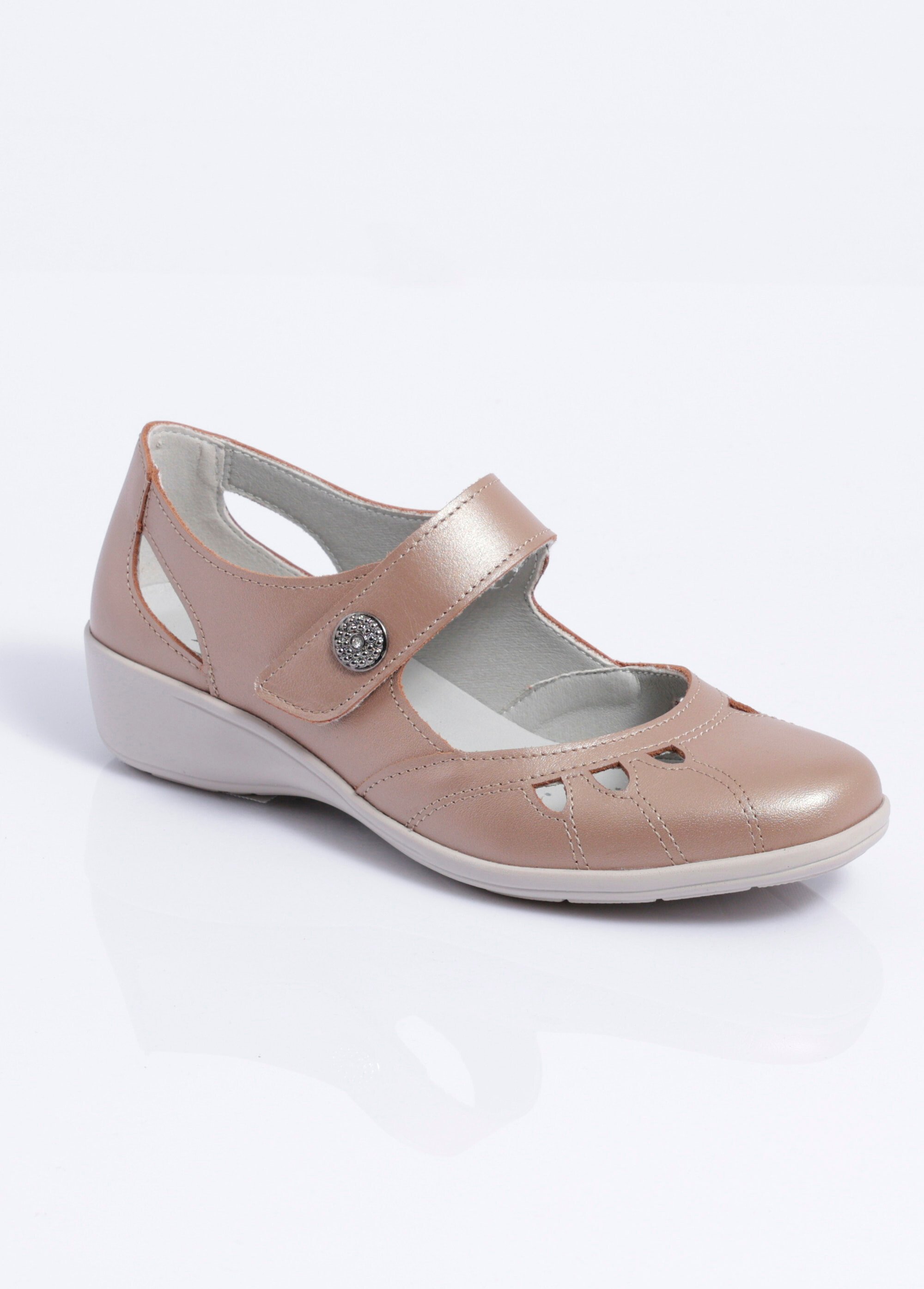 Ballerines grande largeur scratchées cuir