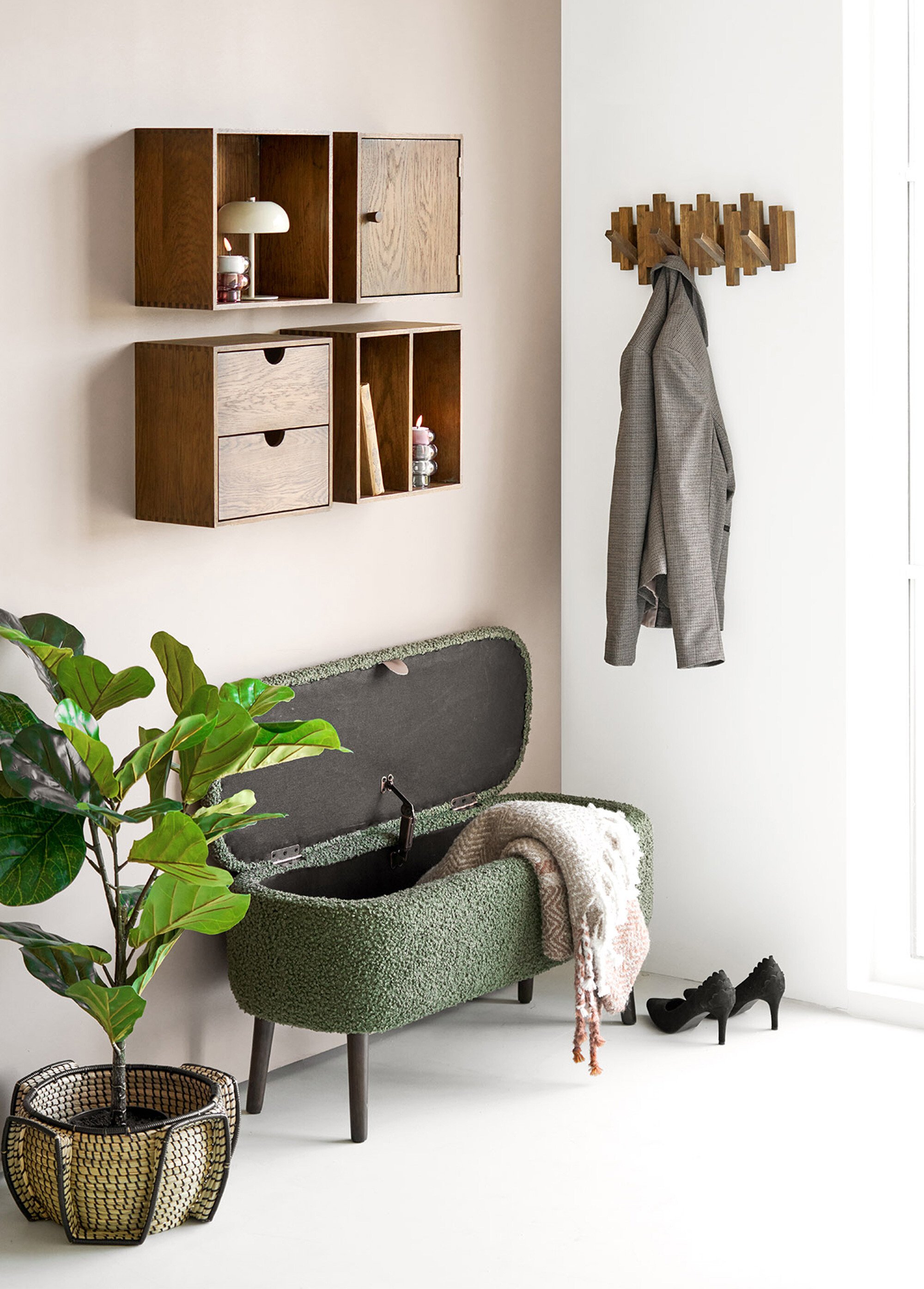 Banc bouclette avec rangement HARLOW VERT HN-1401311 SI1