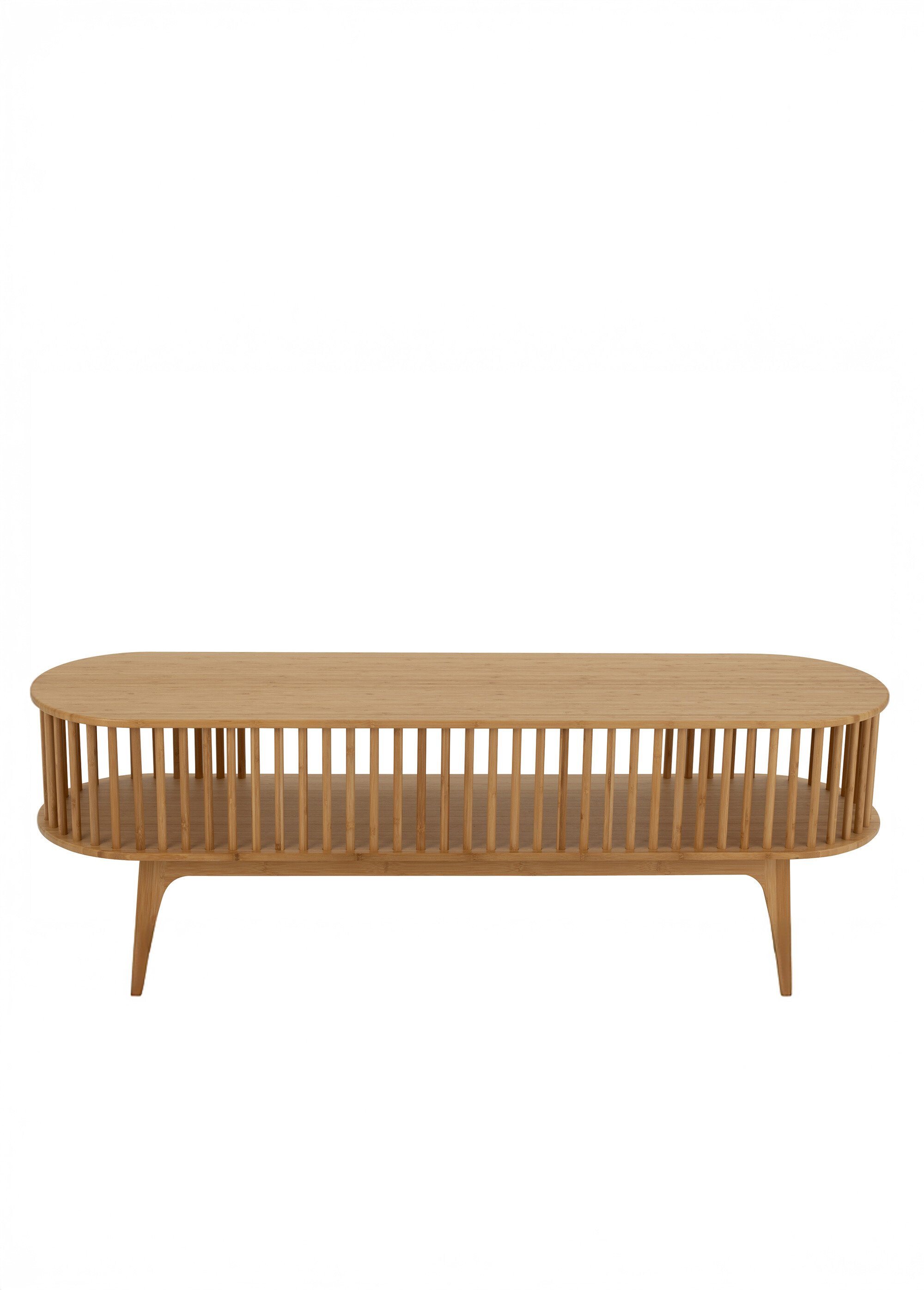 Banc TV ajouré en bambou naturel