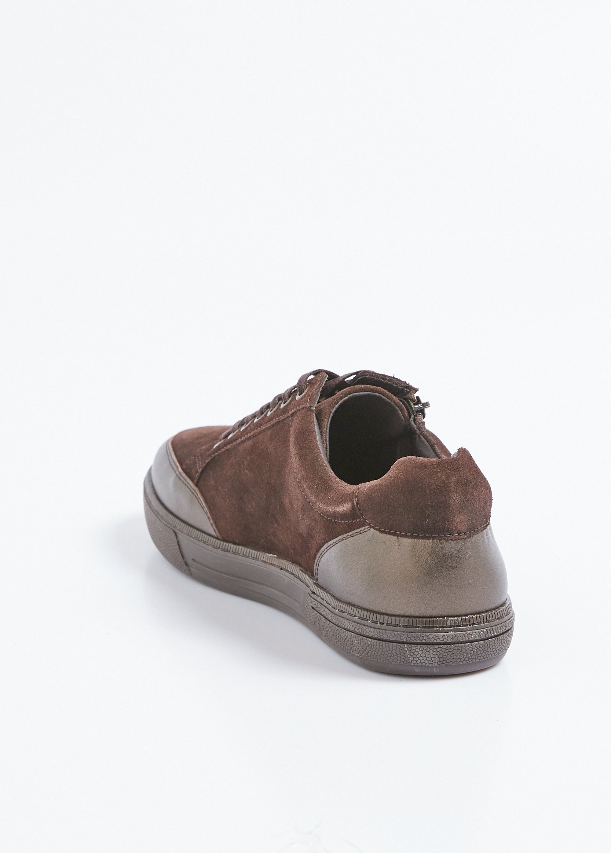 Baskets basses en cuir lacées et zippées Homme Marron ISLANDE DO1