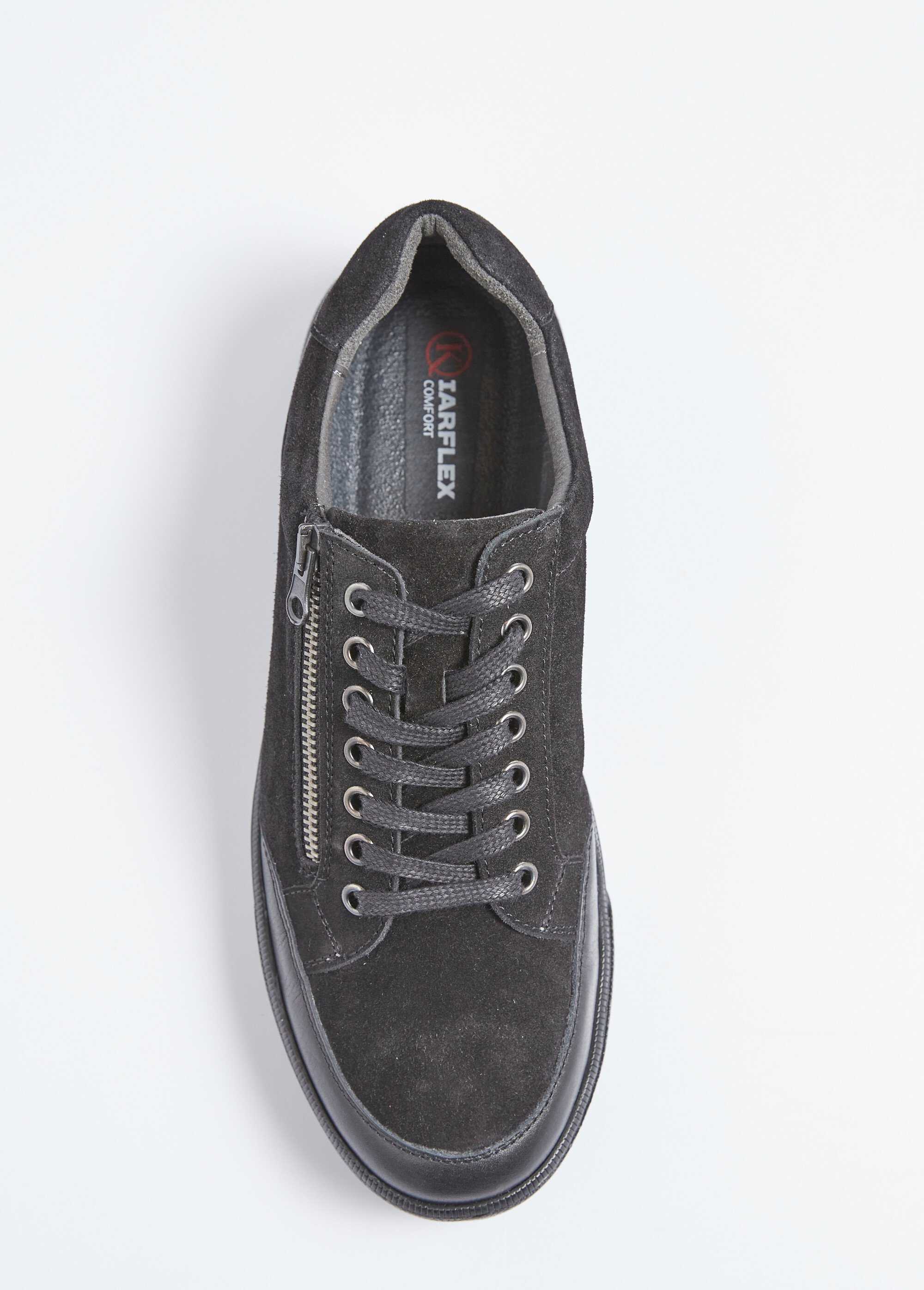 Baskets basses en cuir lacées et zippées Homme Noir ISLANDE OV1