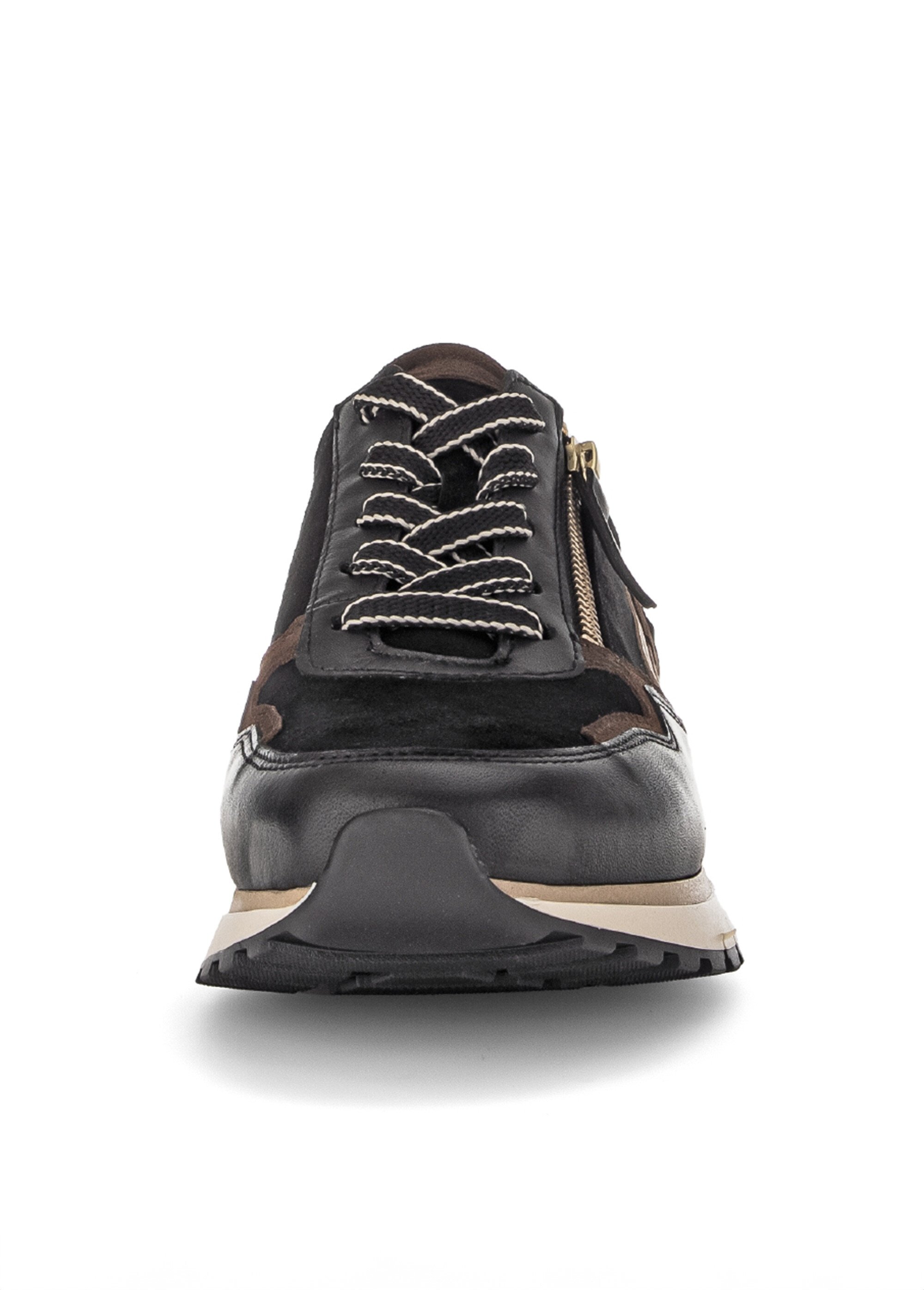 Baskets compensées en cuir multi effets Femme NOIR MARRON GAB-7637867 FA2