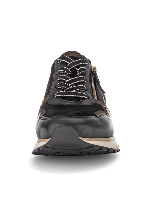 Baskets compensées en cuir multi effets Femme NOIR MARRON GAB-7637867 FA2