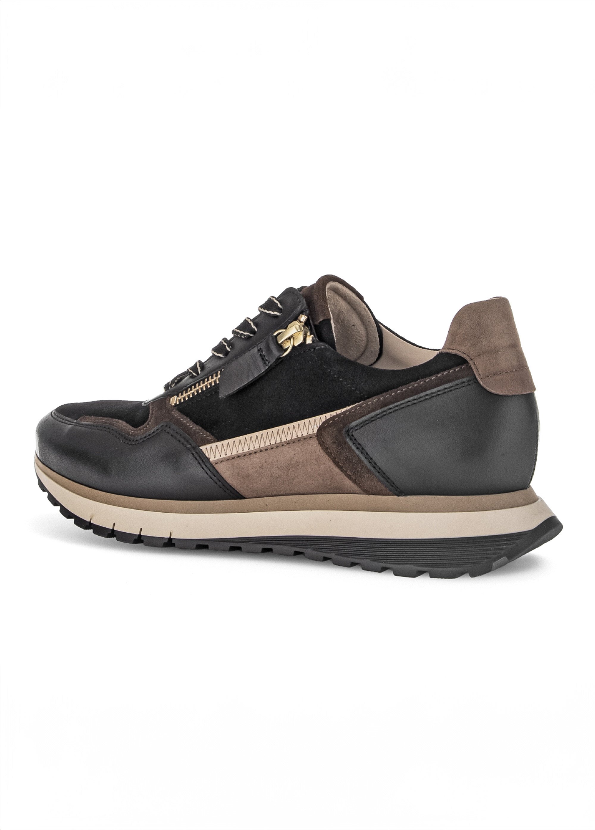 Baskets compensées en cuir multi effets Femme NOIR MARRON GAB-7637867 GA1