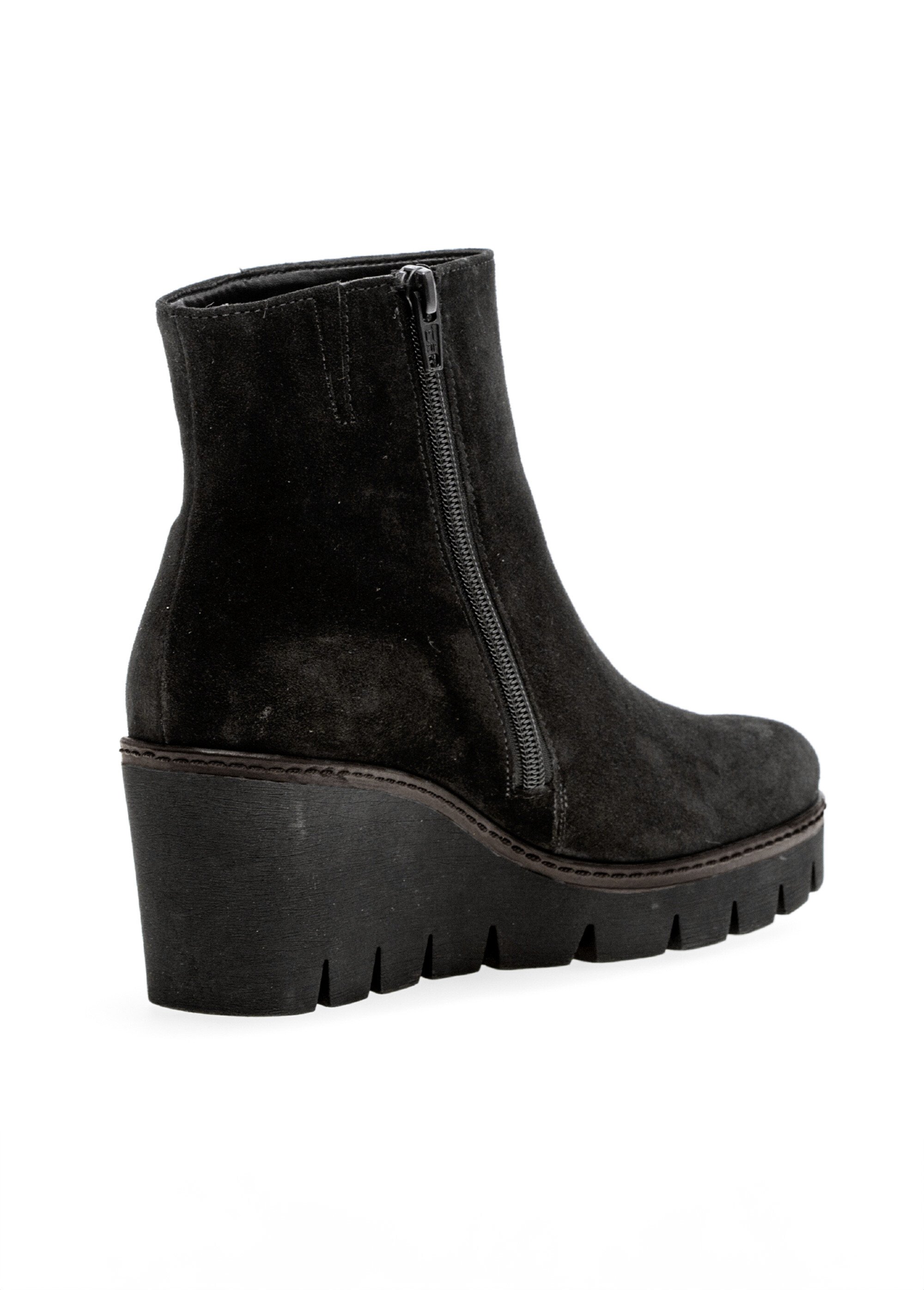 Boots en cuir aspect daim, compensées Femme Noir GAB-7478017 DO1