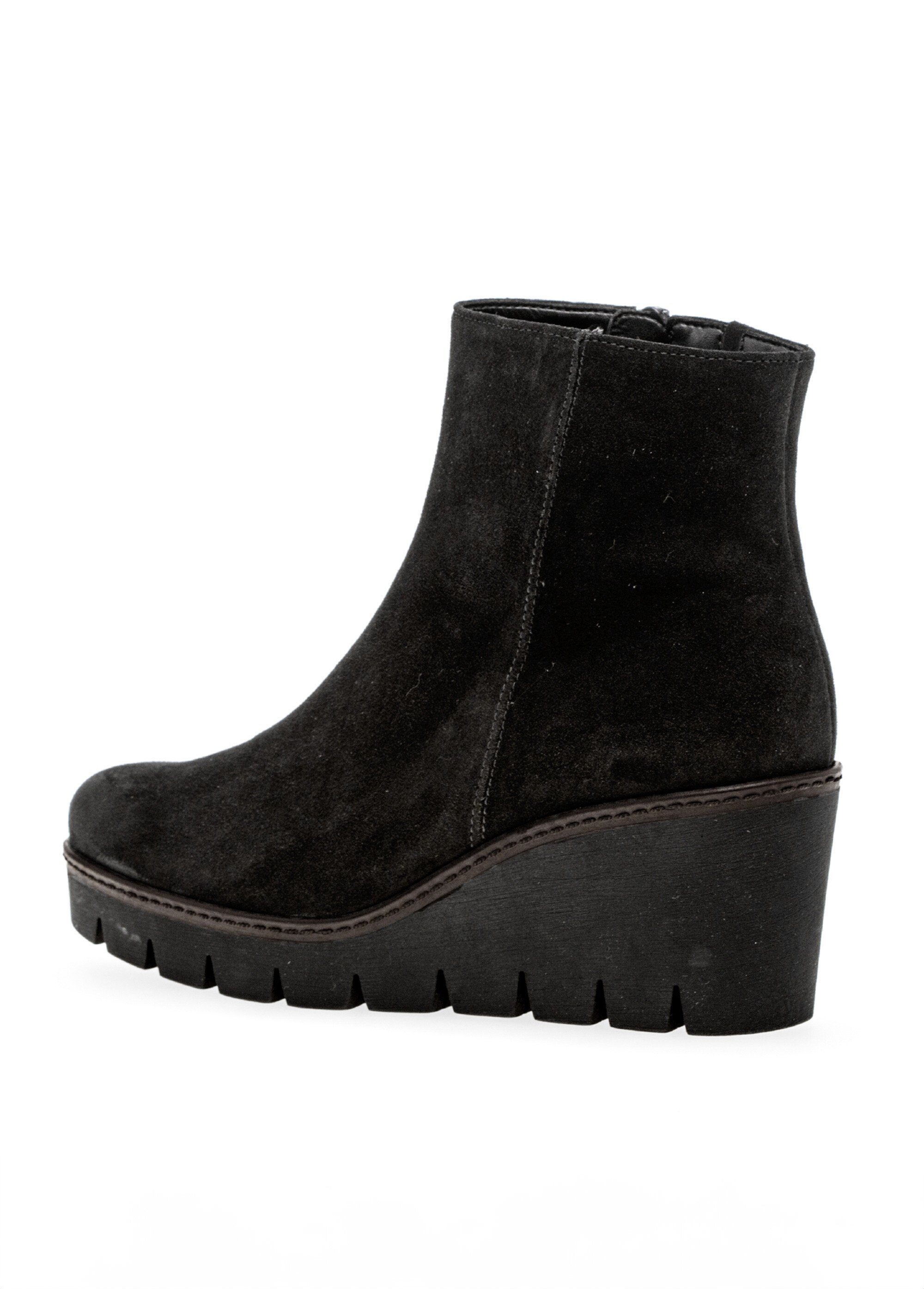 Boots en cuir aspect daim, compensées Femme Noir GAB-7478017 GA1