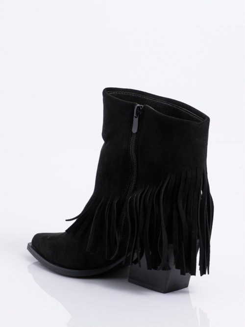 Boots pointues à franges thème western Femme Noir COVY2327 DO1