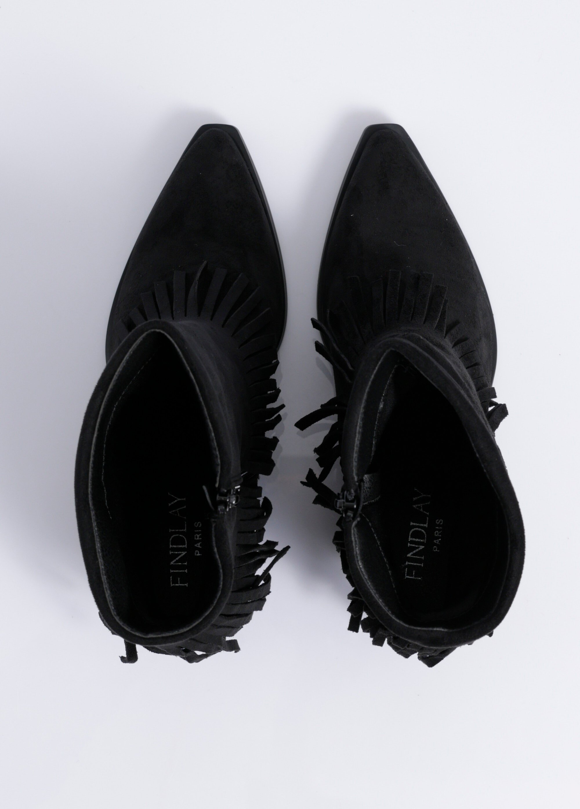 Boots pointues à franges thème western Femme Noir COVY2327 OV1