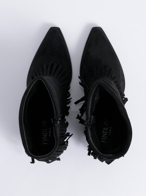 Boots pointues à franges thème western Femme Noir COVY2327 OV1