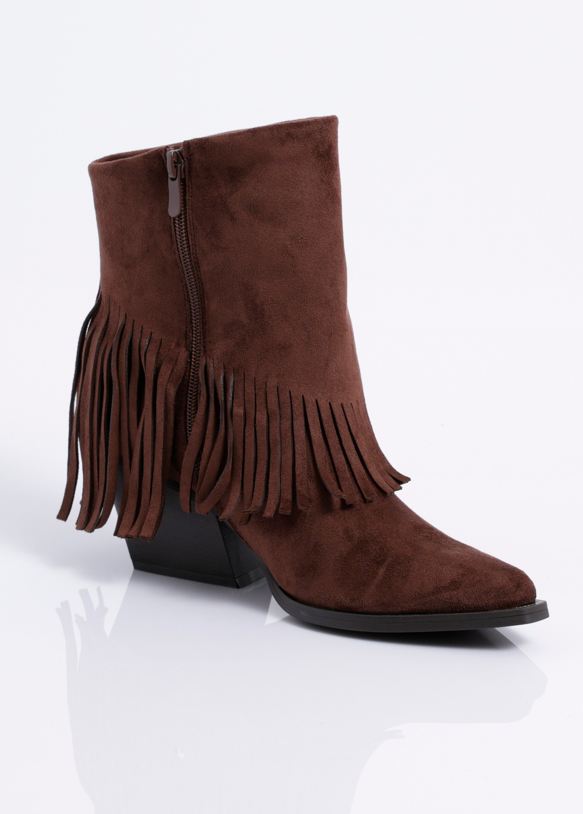 Boots pointues à franges thème western Femme Marron COVY2327 DE1