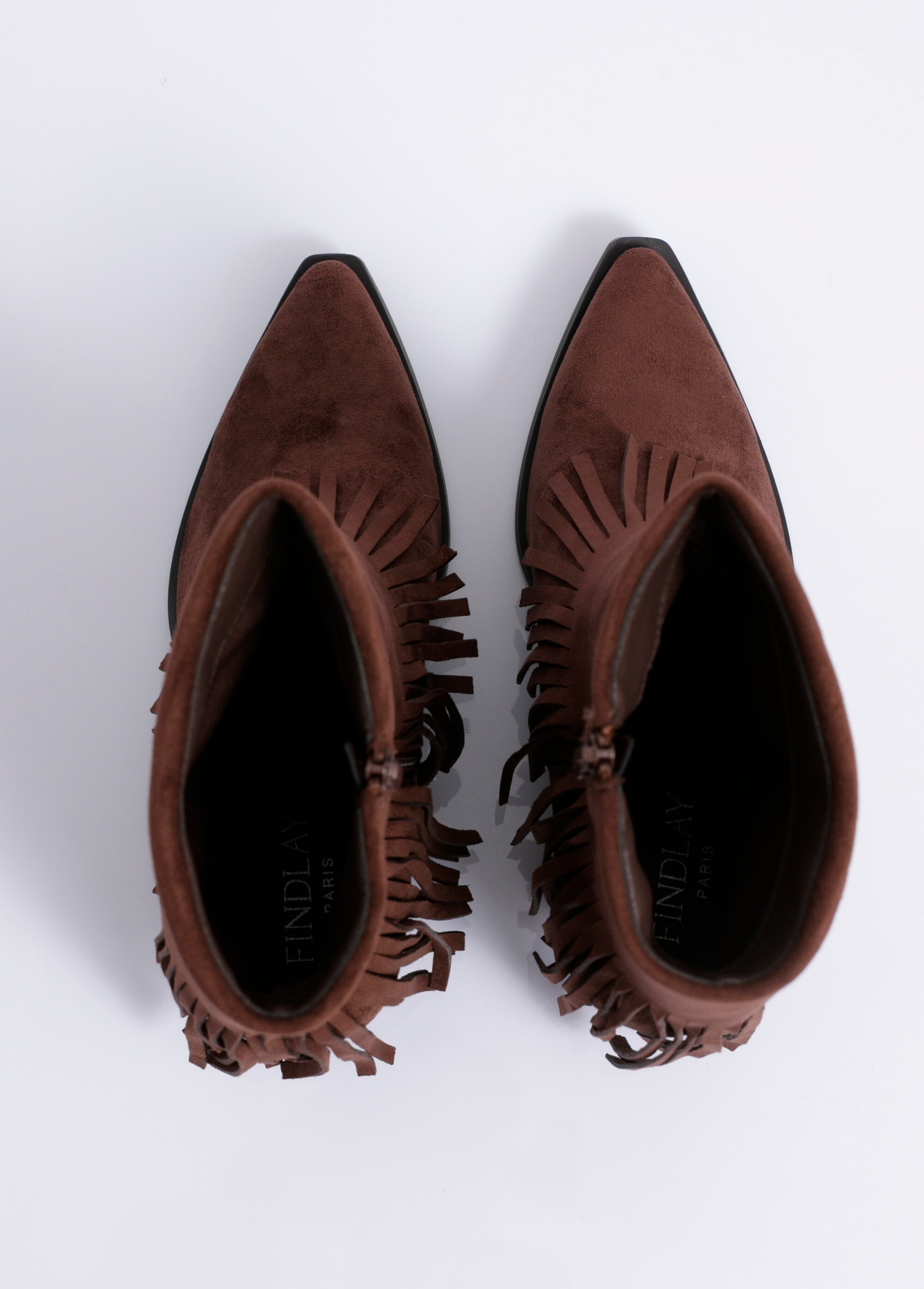 Boots pointues à franges thème western Femme Marron COVY2327 OV1