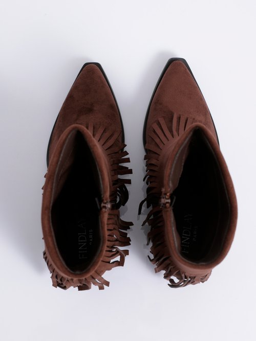 Boots pointues à franges thème western Femme Marron COVY2327 OV1