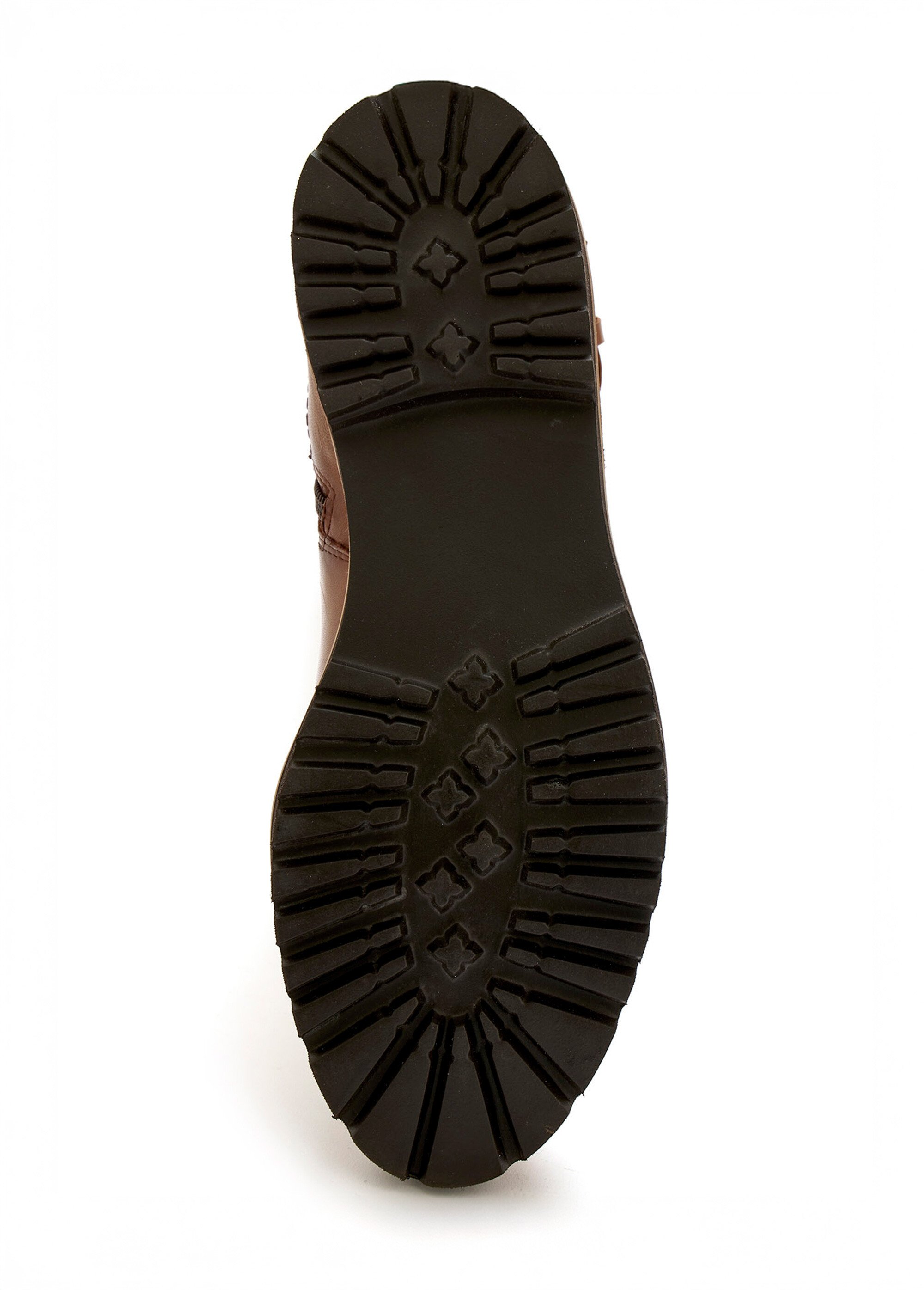 Bottes cavalières en cuir, talon plat Femme Marron ODELISSE UN1