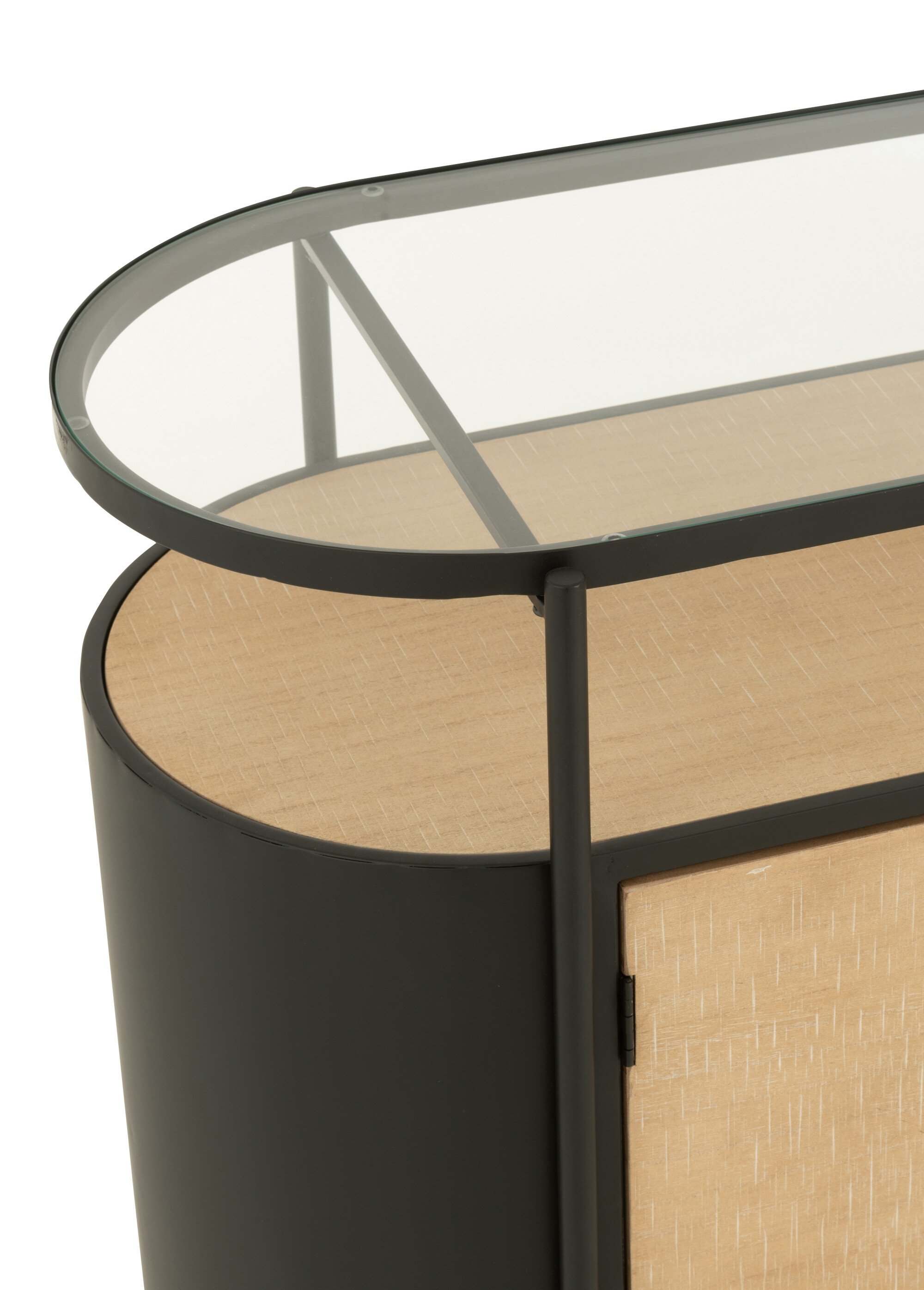 Buffet ovale chic métal, bois et verre BEIGE JP-57582 DE2