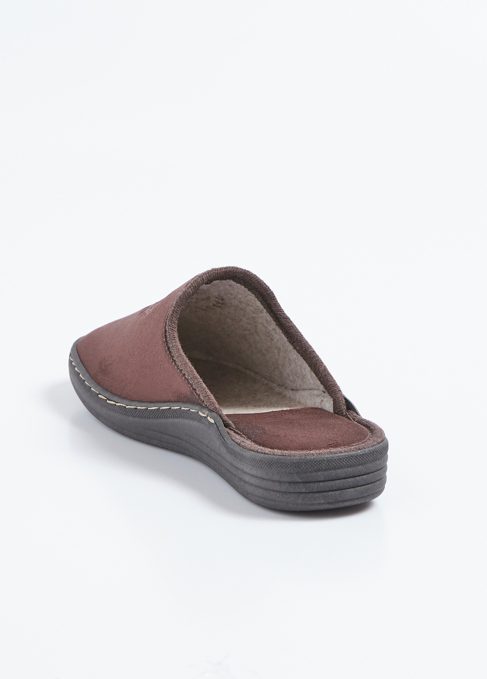 Chaussons mules largeur confort textile velouté brodé
