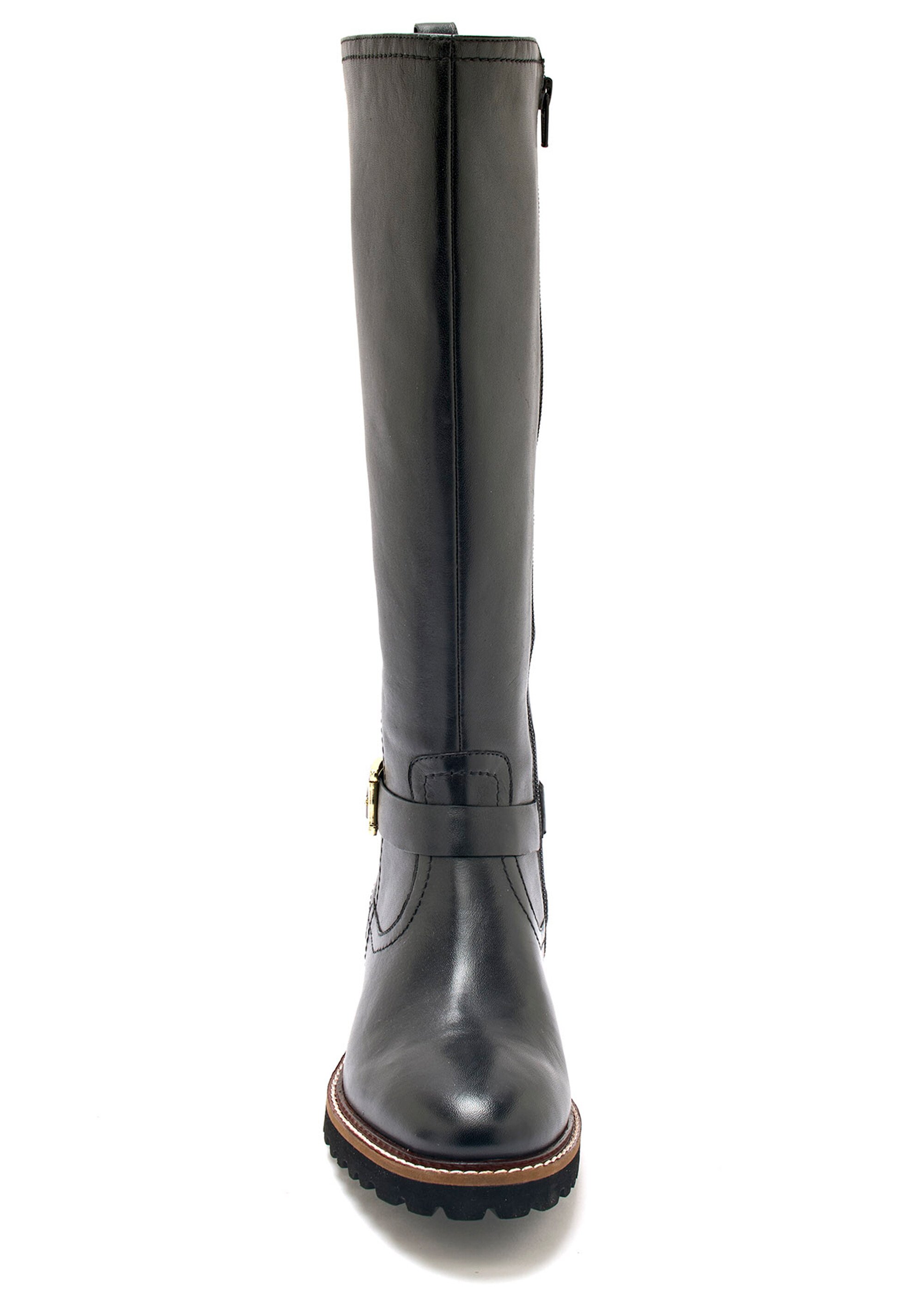 Bottes cavalières en cuir, talon plat Femme Noir ODELISSE FA2