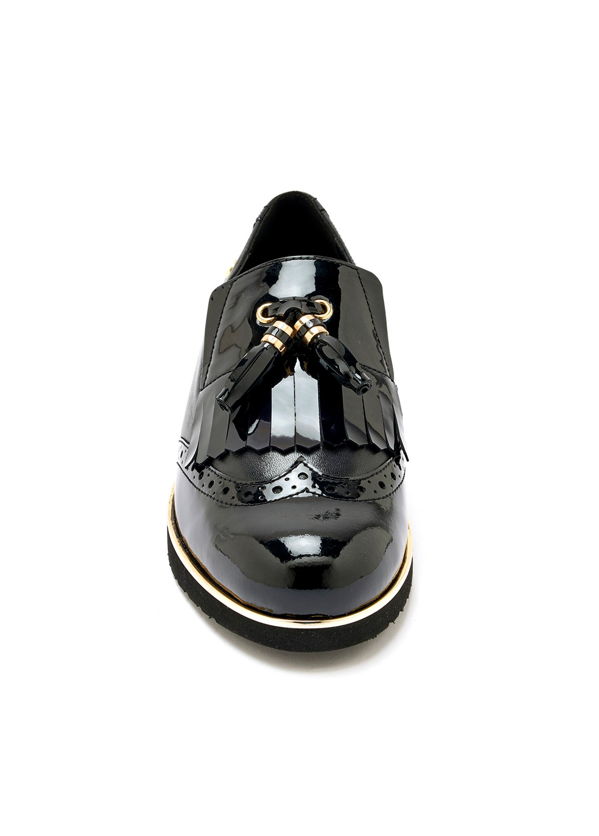 Moccassins vernis compensés Femme Noir OBROK FA2