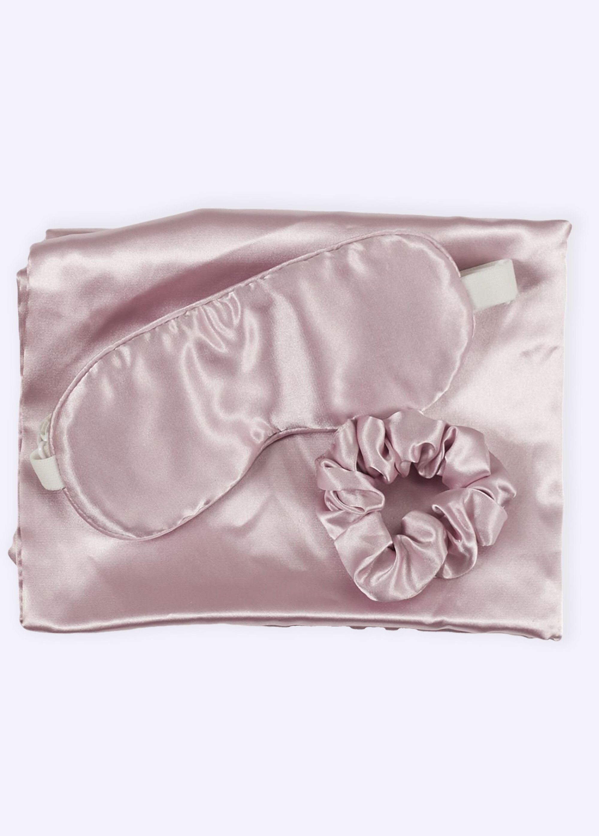 Coffret nuit 3 accessoires en satin Rose CMP-SC29561 DE4