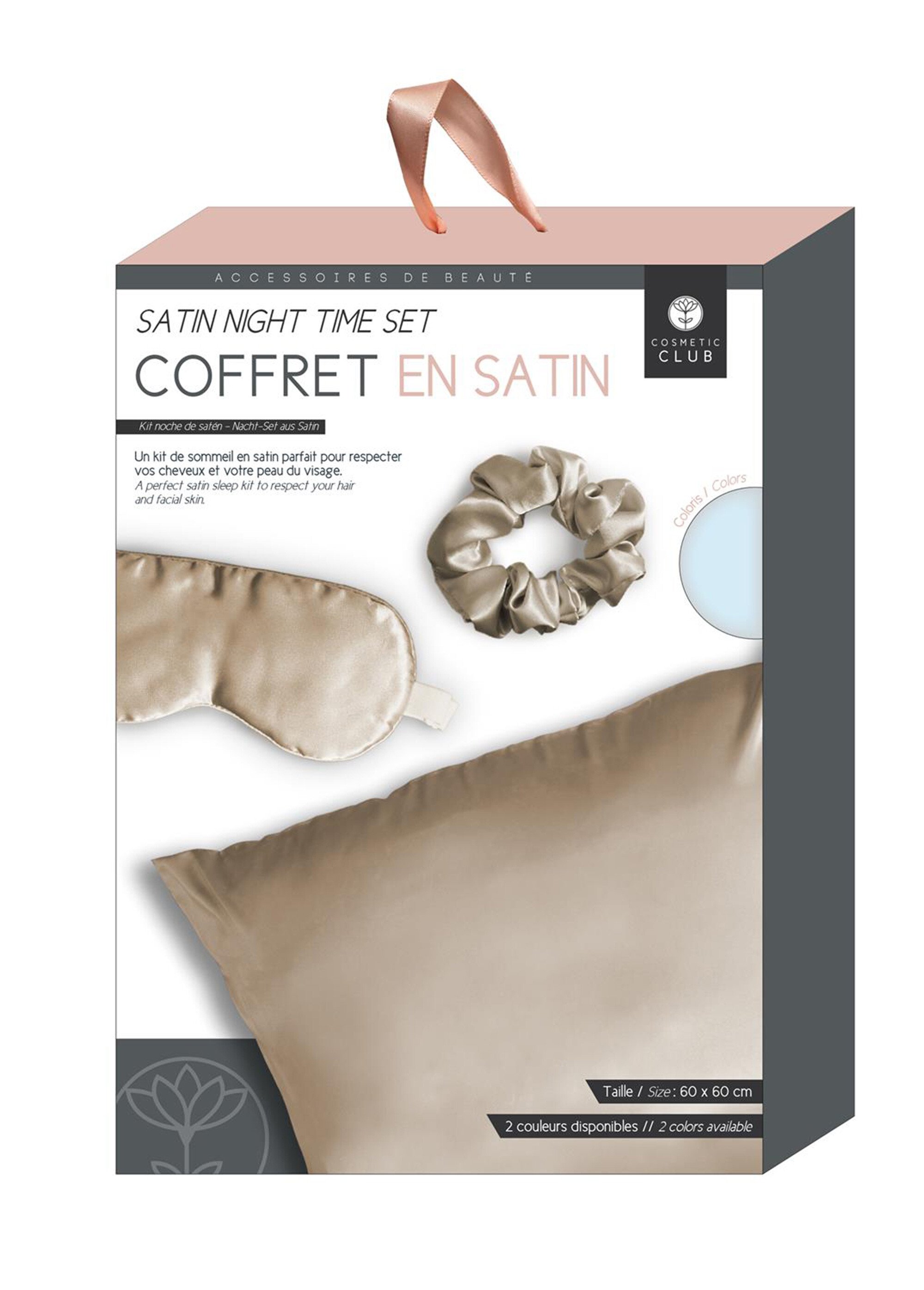 Coffret nuit 3 accessoires en satin Beige CMP-SC29561 DE3