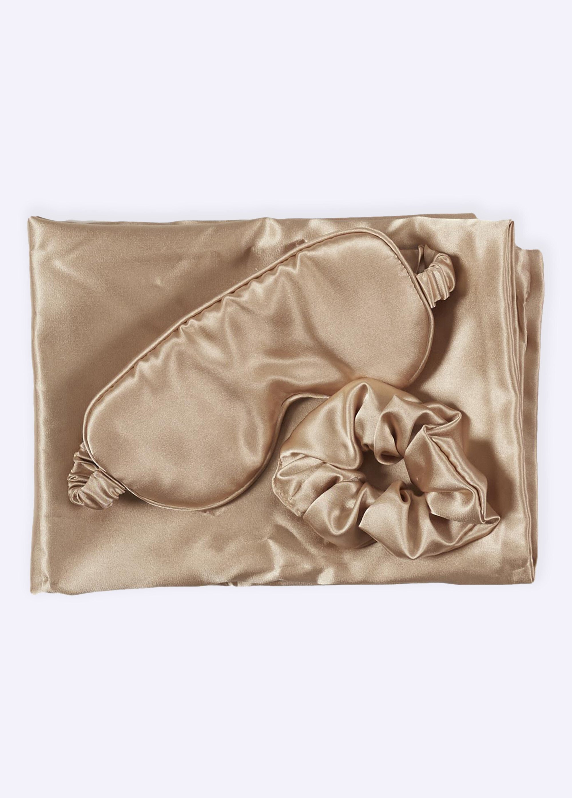 Coffret nuit 3 accessoires en satin Beige CMP-SC29561 DE4