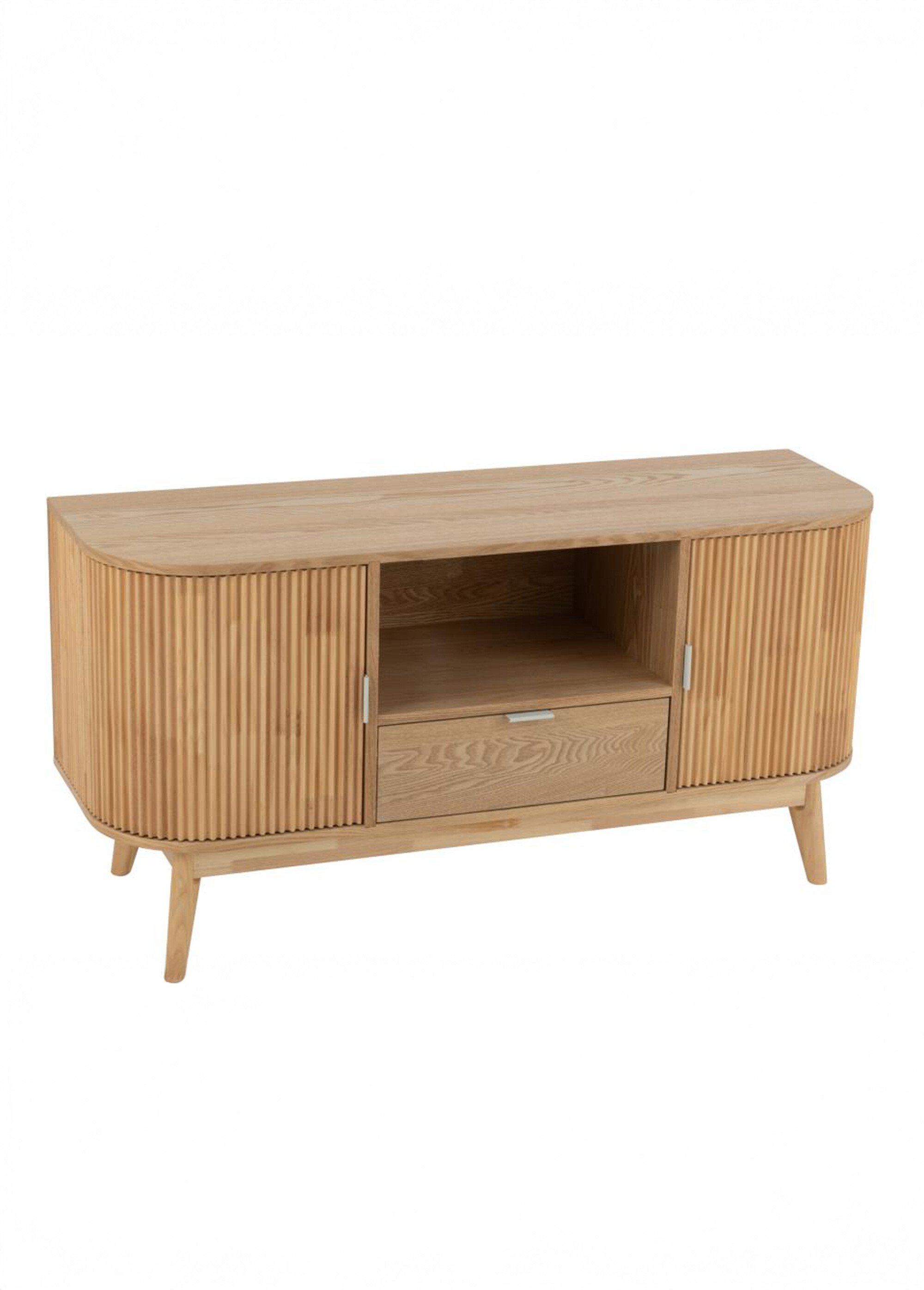 Commode en pin avec 2 portes rainurées BEIGE JP-50772 FA1