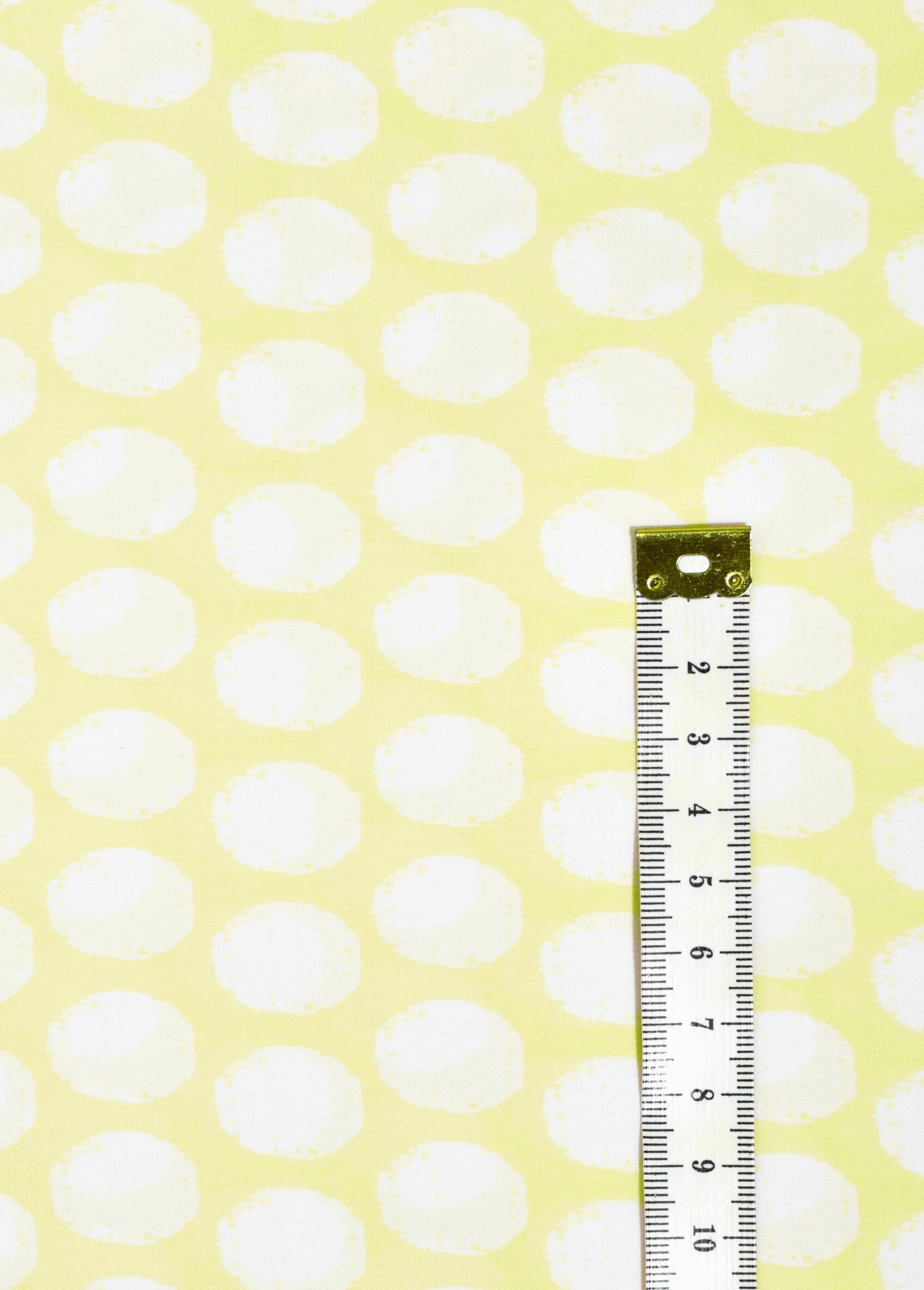 Coupon tissu habillement voile, pois JAUNE COT147994 DE1